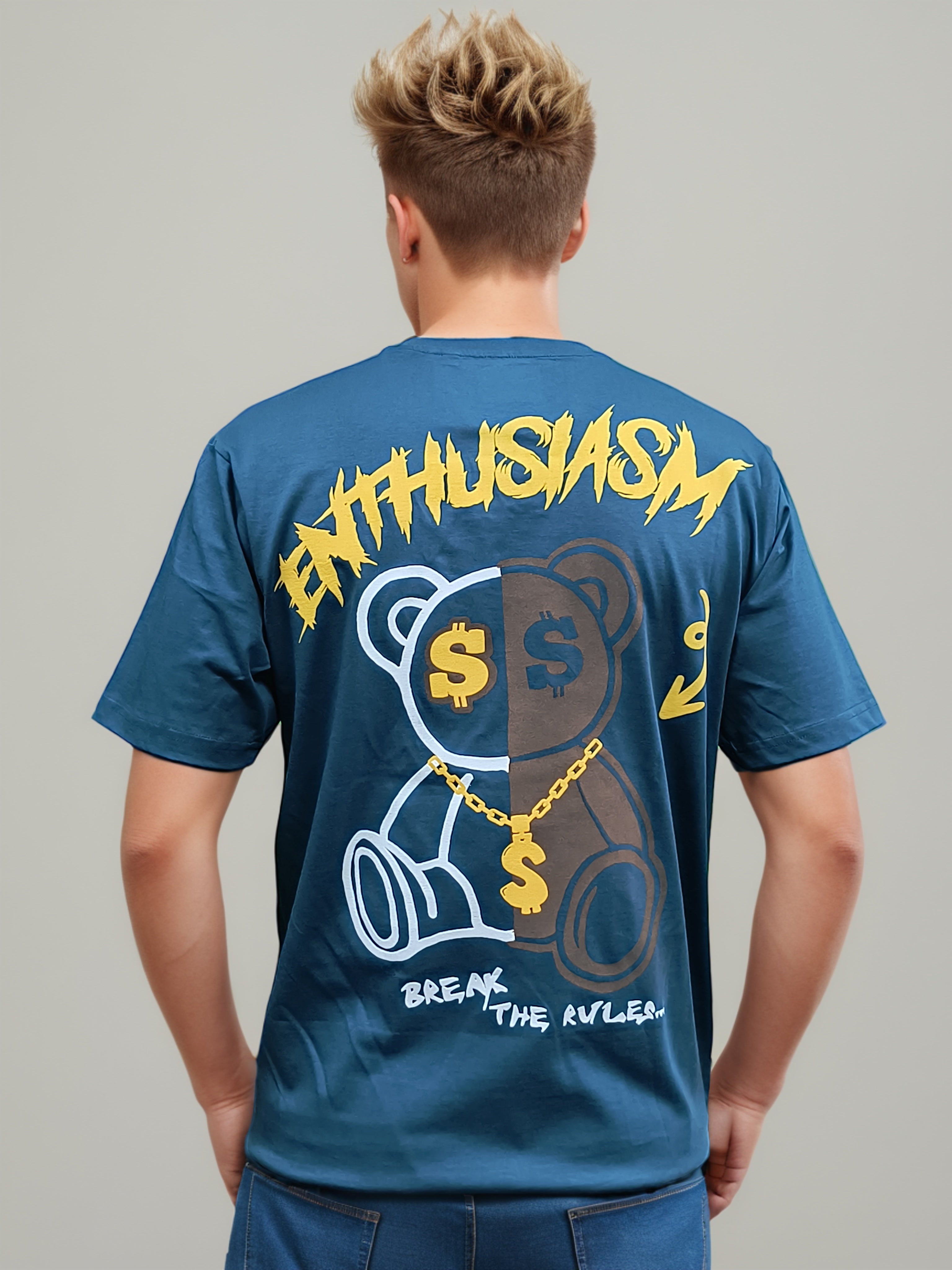 Teddy Back Printed Regular Fit Tshirt