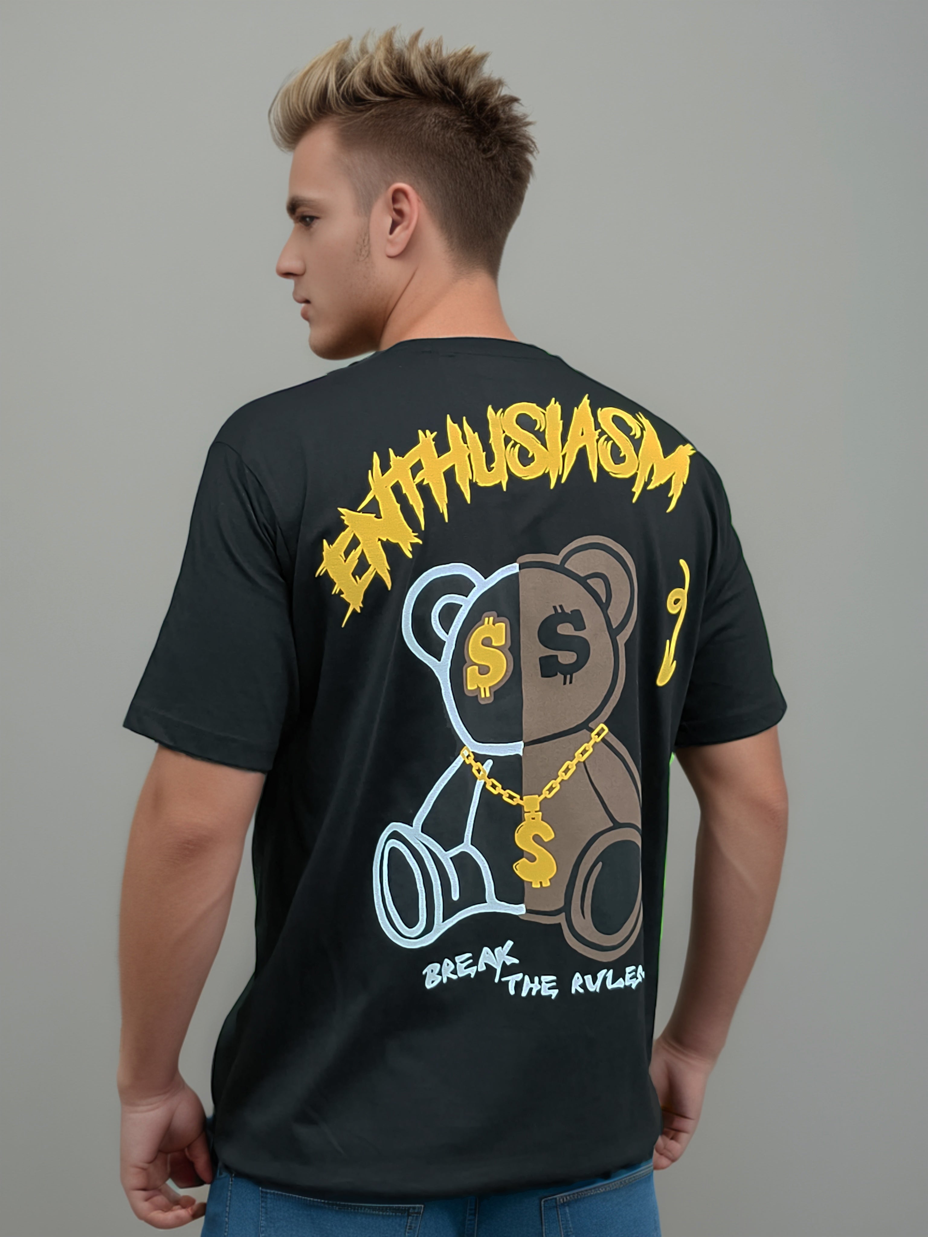 Teddy Back Printed Regular Fit Tshirt
