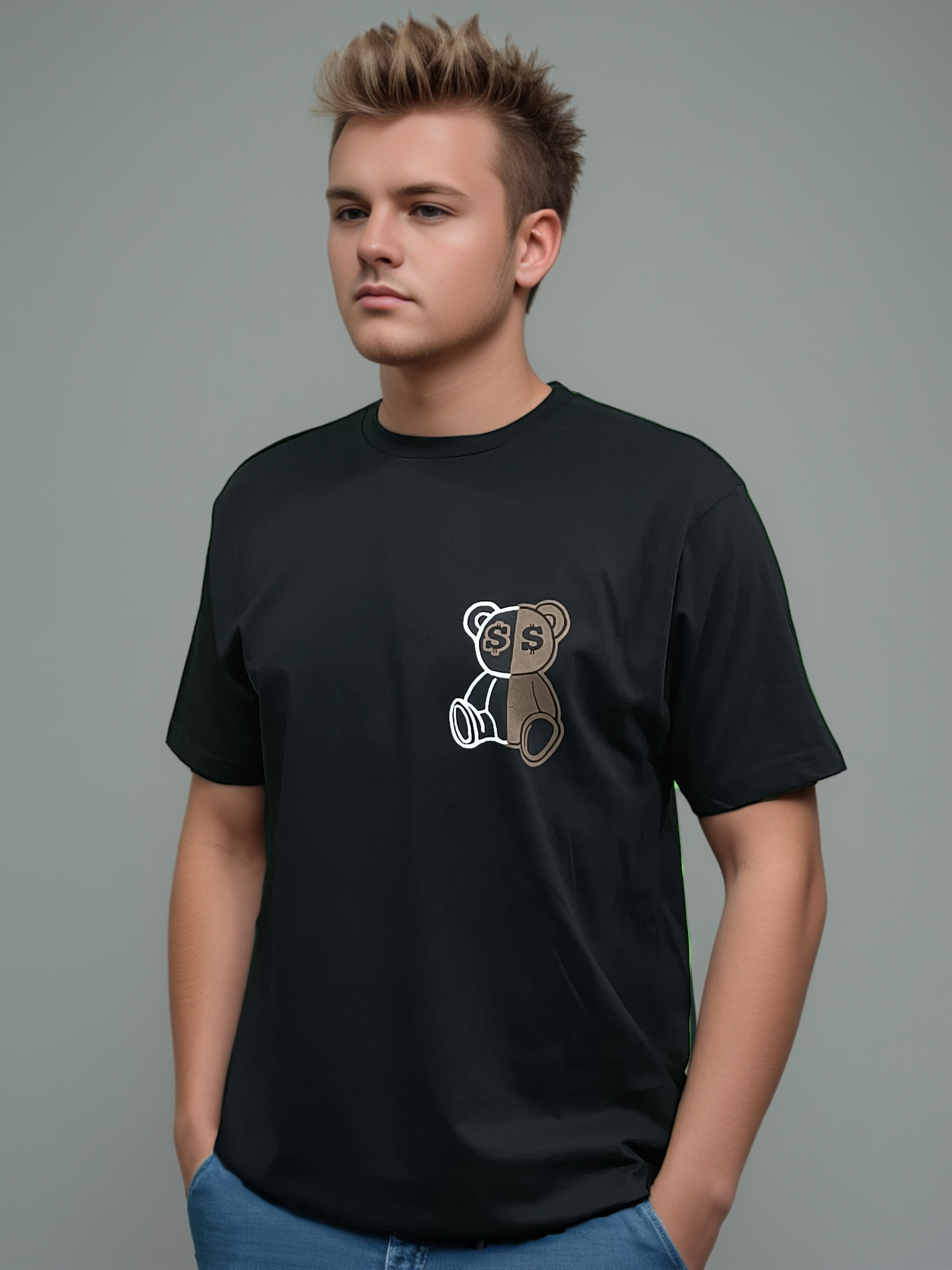 Teddy Back Printed Regular Fit Tshirt