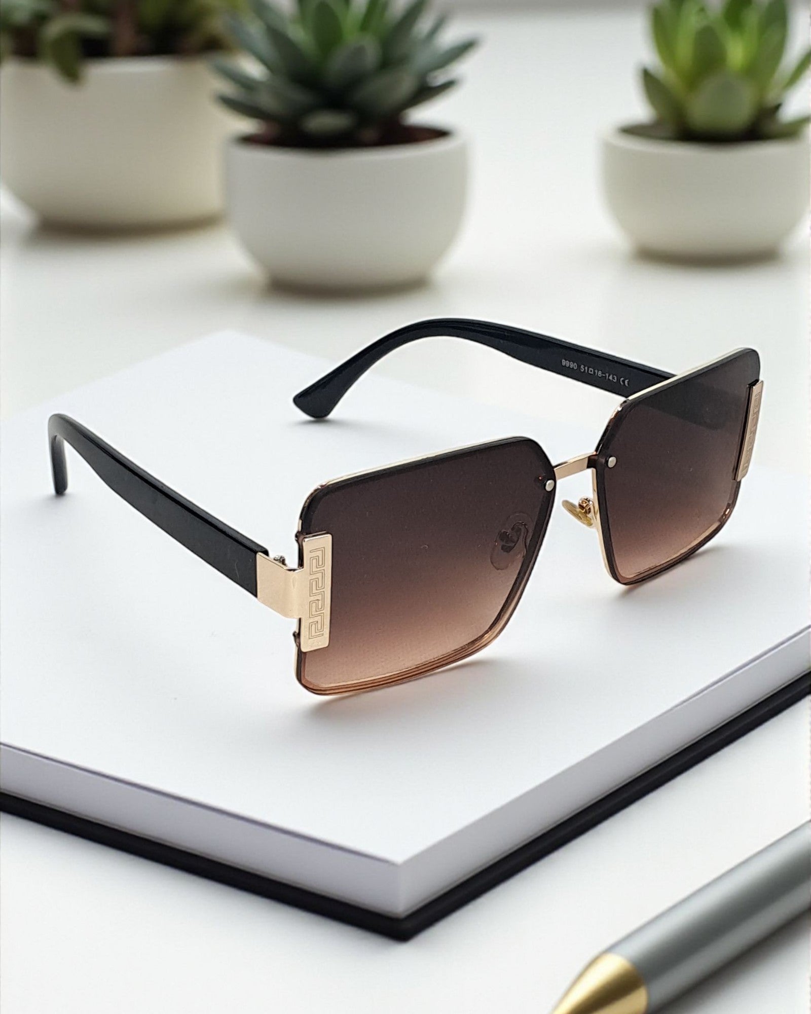Versace Oversized Rectangular Style Sunglasses for Men Ver 01