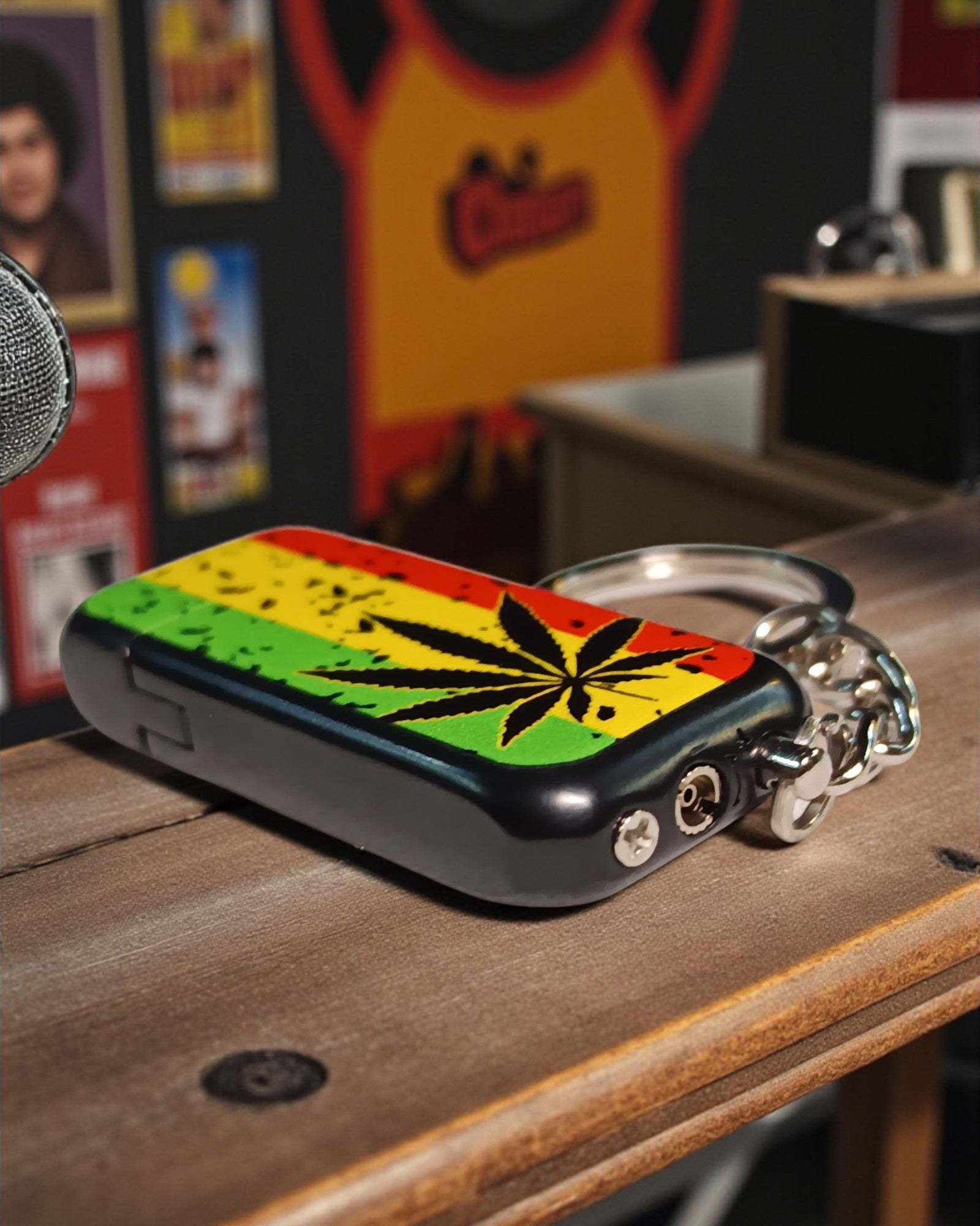 Rasta Print Lighter with Key Chain