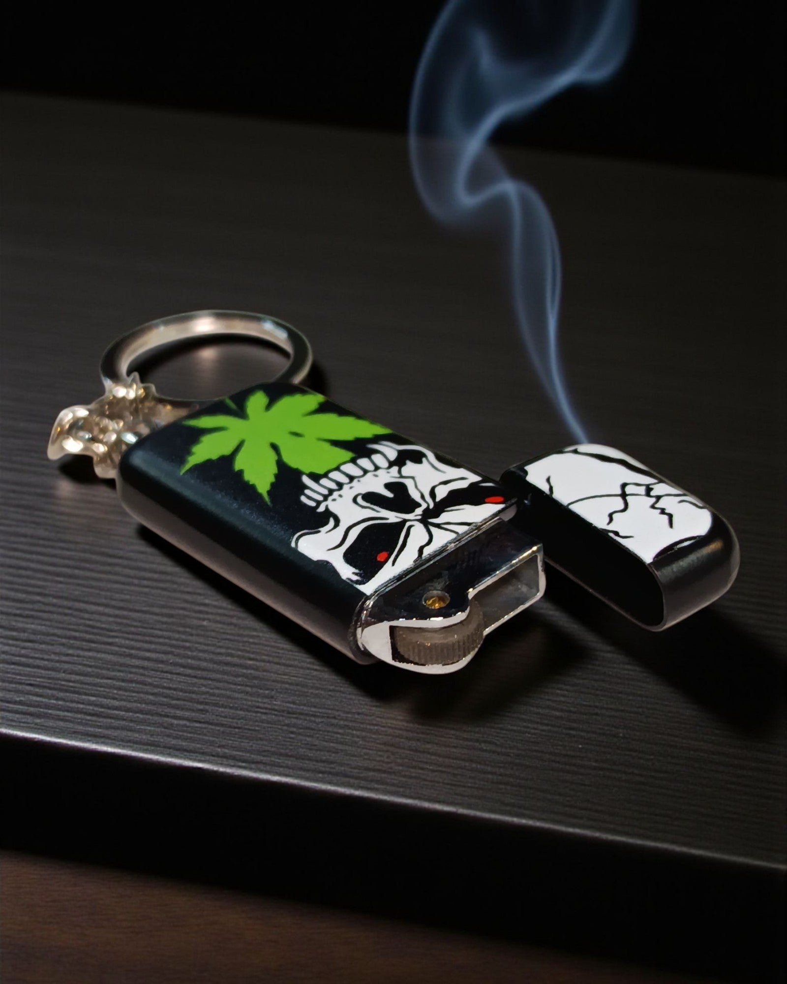 Skull Print Lighter with Key Chain