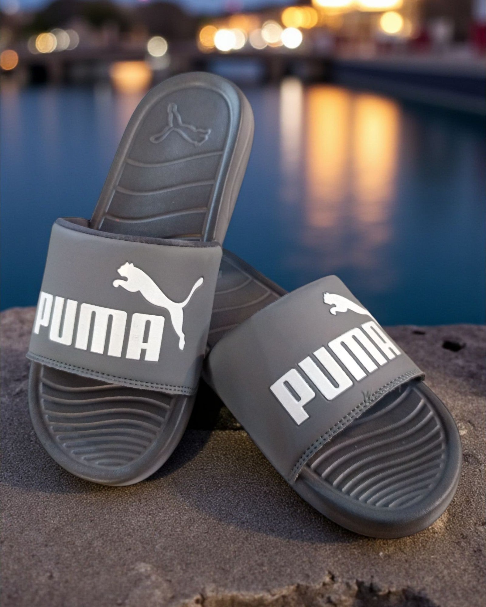 Puma logo and Name Printed Slipper Black
