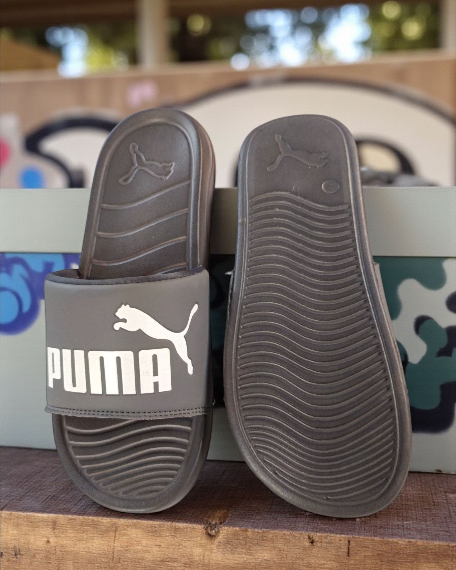 Puma logo and Name Printed Slipper Black