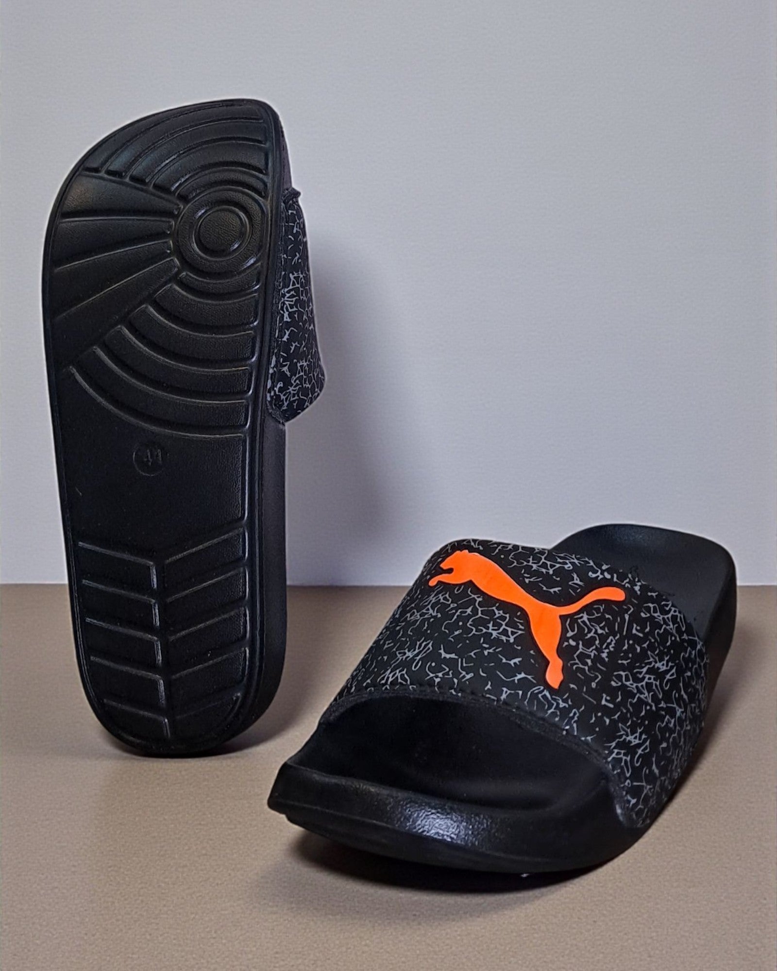 Puma Printed and Logo Slipper Black