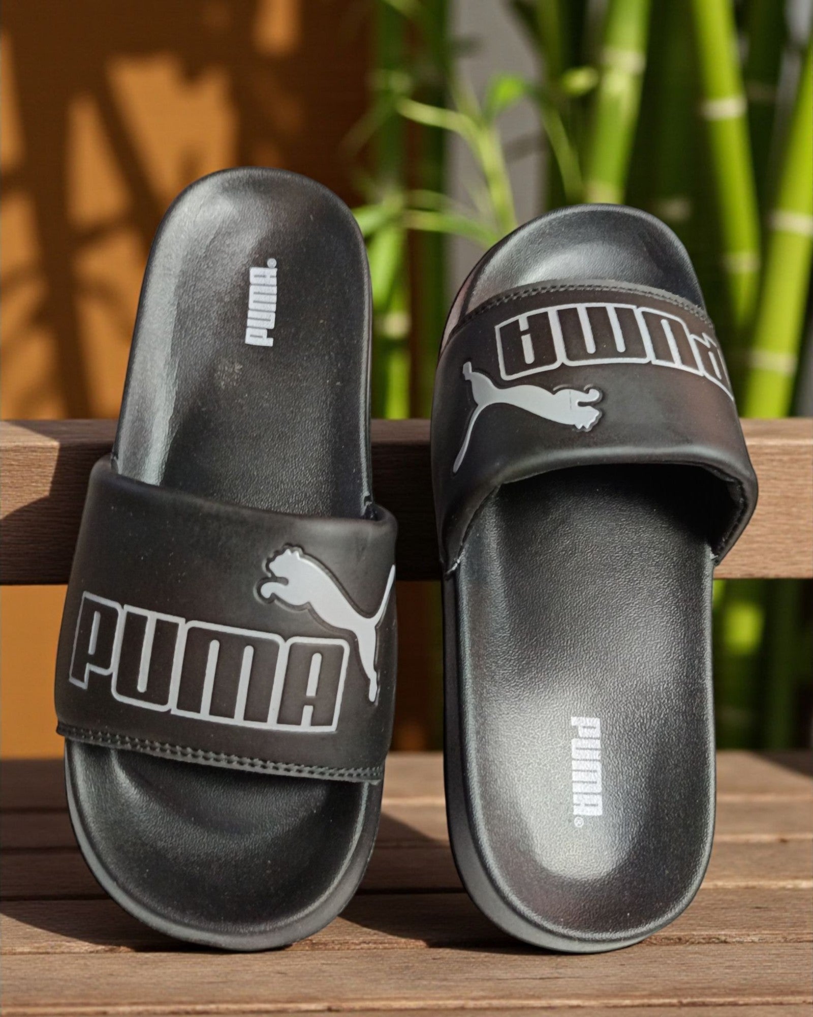 Puma Name and Logo Printed Slipper Black