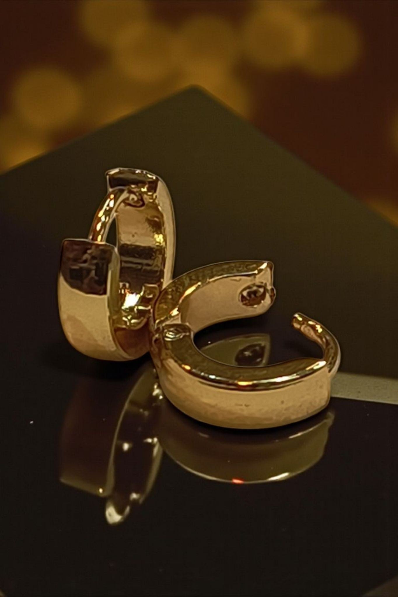 Curved Small Golden Hoop Earring LJ 6