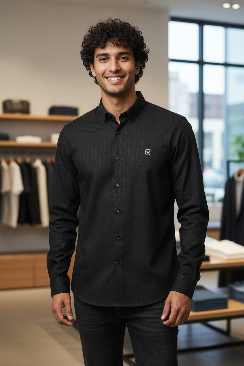 Coco Time Textured Shirt Black