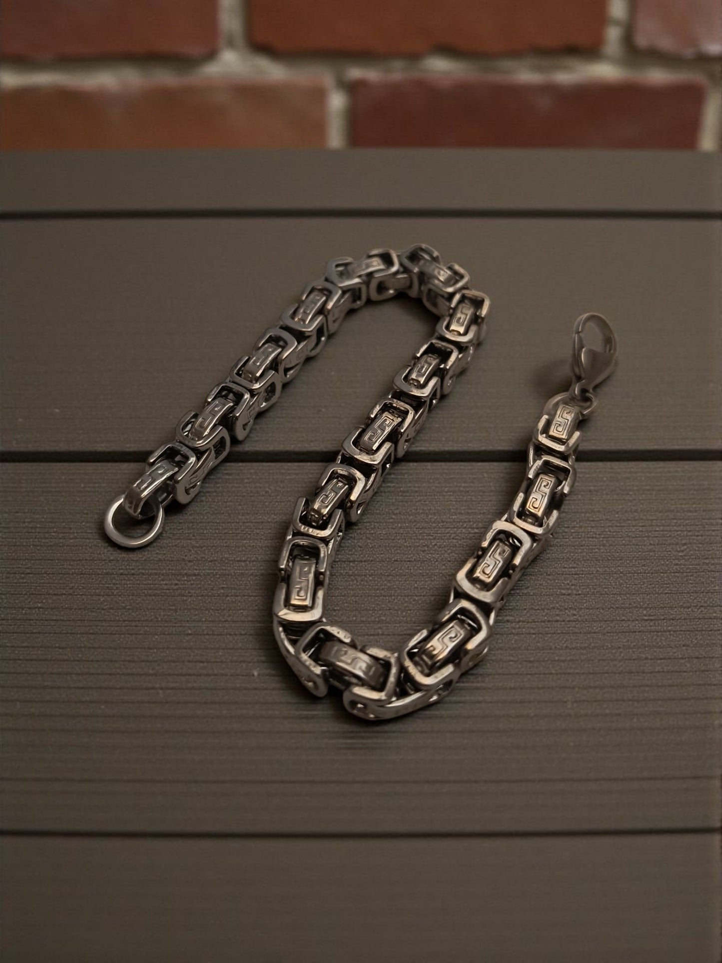 Byzantine Box Style Bracelet for Men Silver