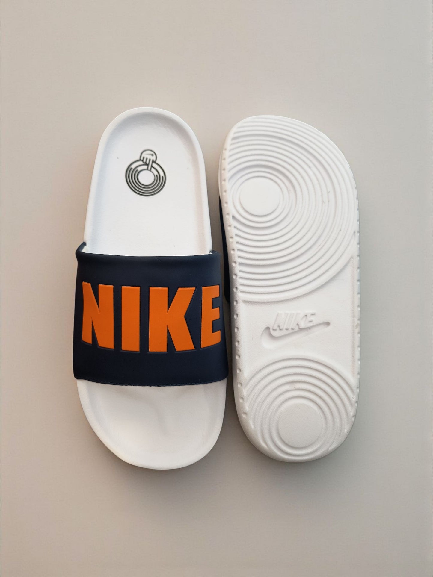 Nike Name Printed Sliders for Men Orange White
