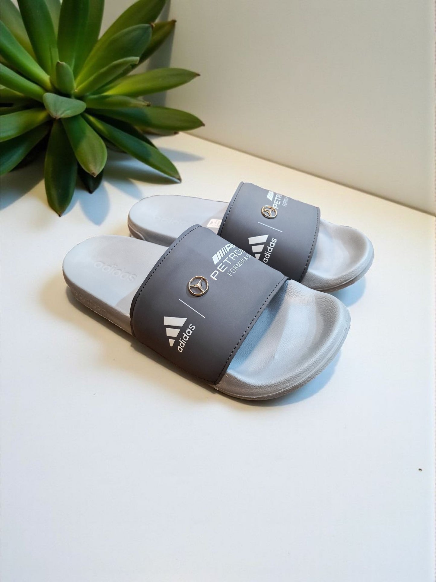 Adidas AMG Petronas Sliders for Men Grey