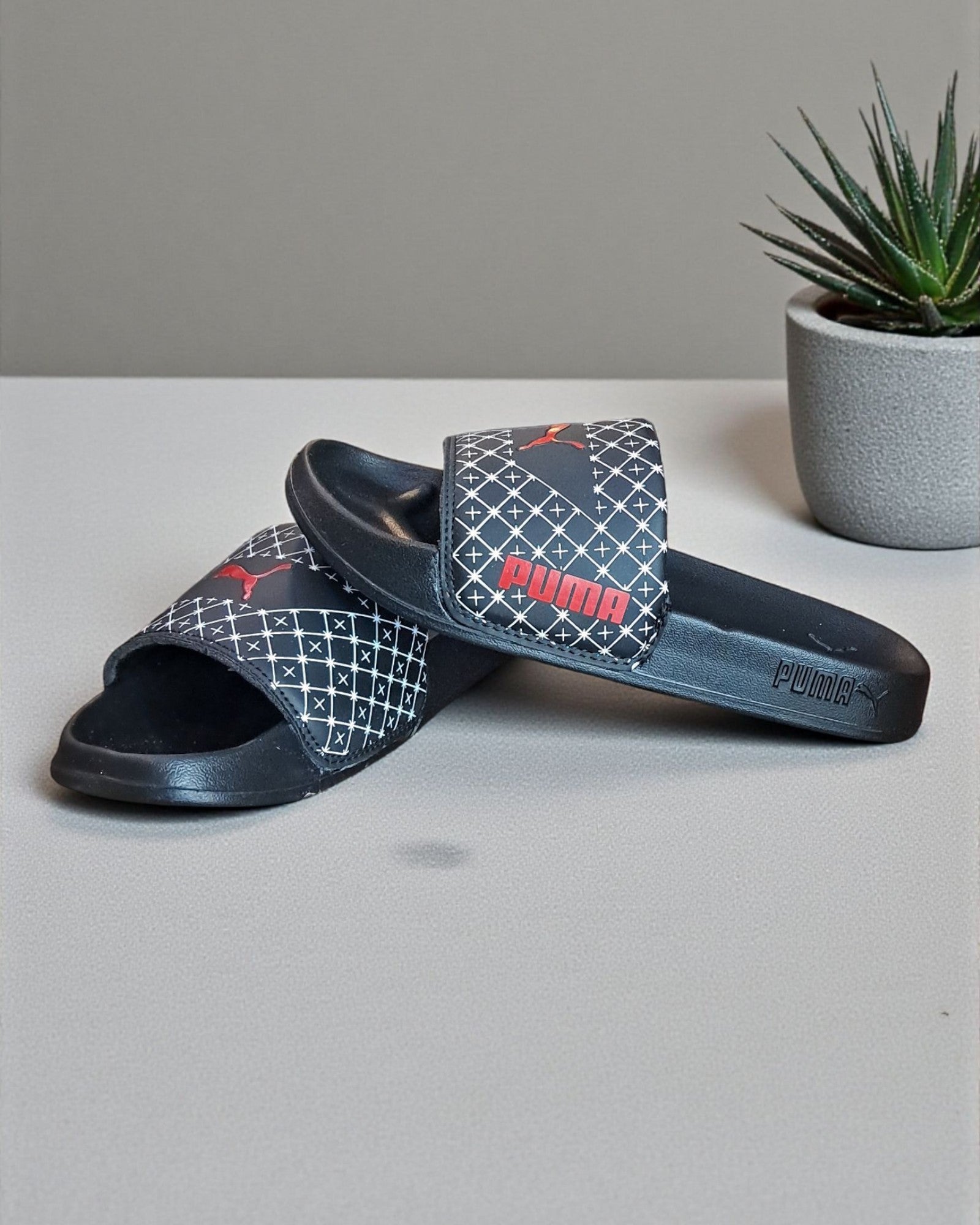 Puma Printed Sliders for Men P01 Black