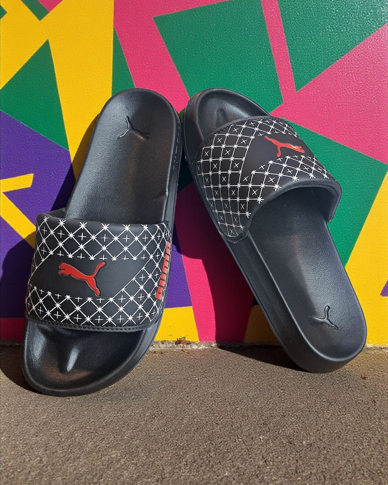 Puma Printed Sliders for Men P01 Black