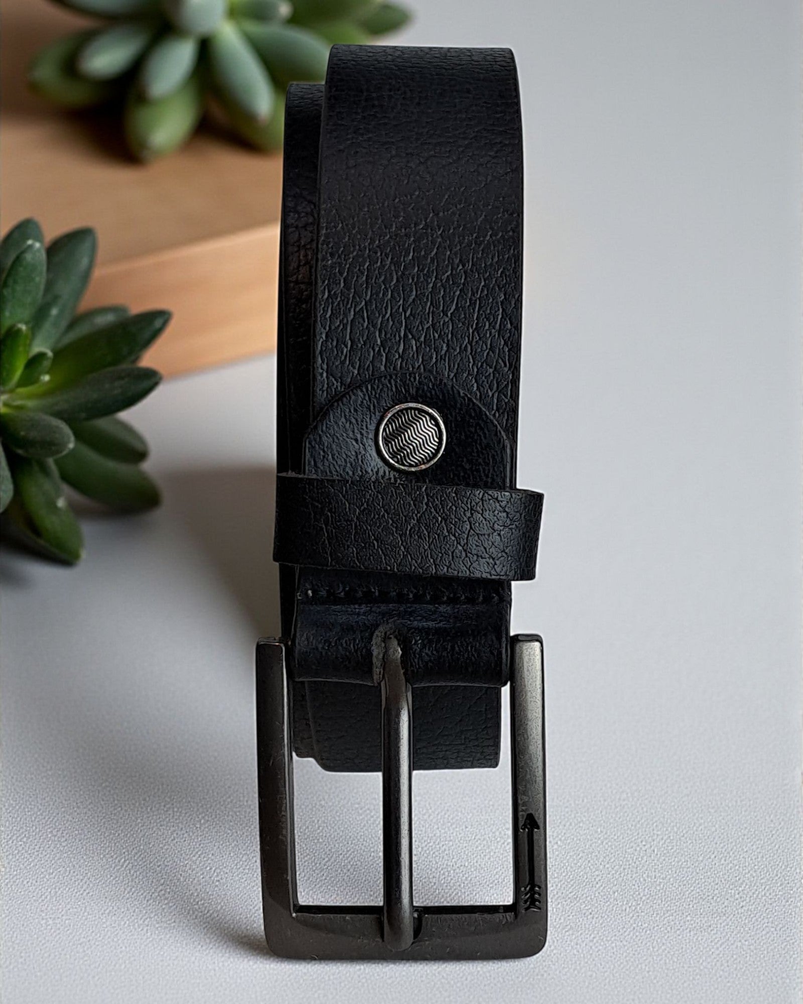 Arrow Textured Genuine Leather Belt