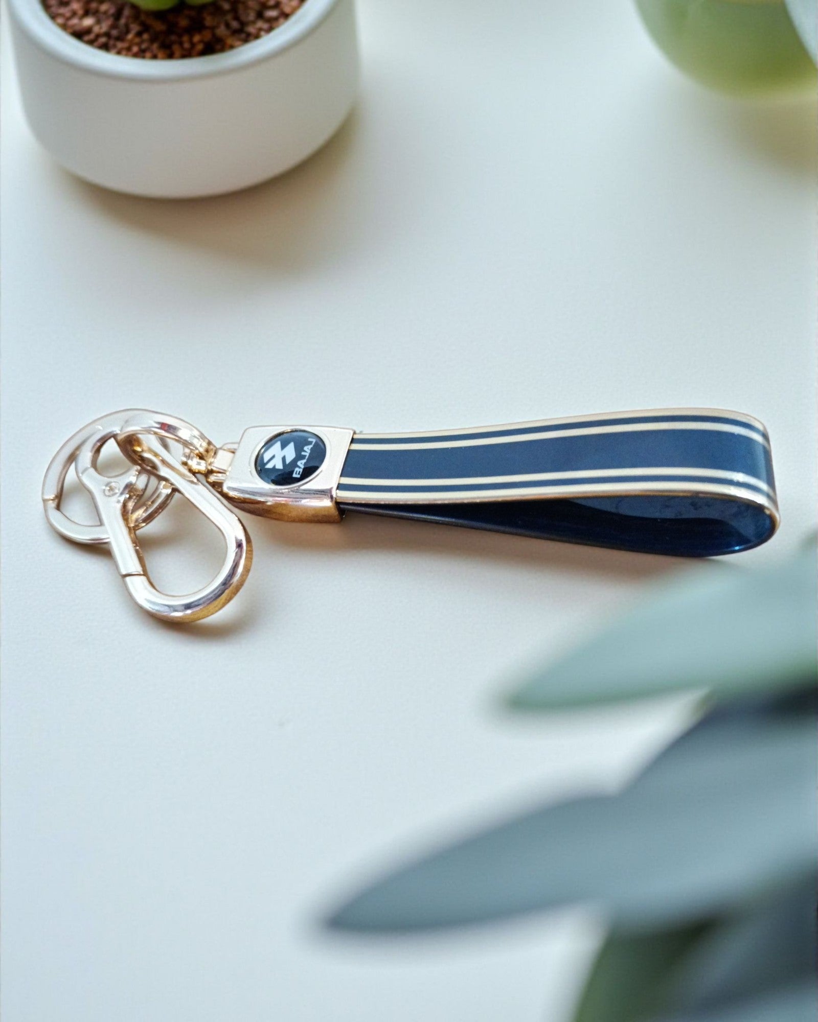 Keychain with Golden Finish Straps