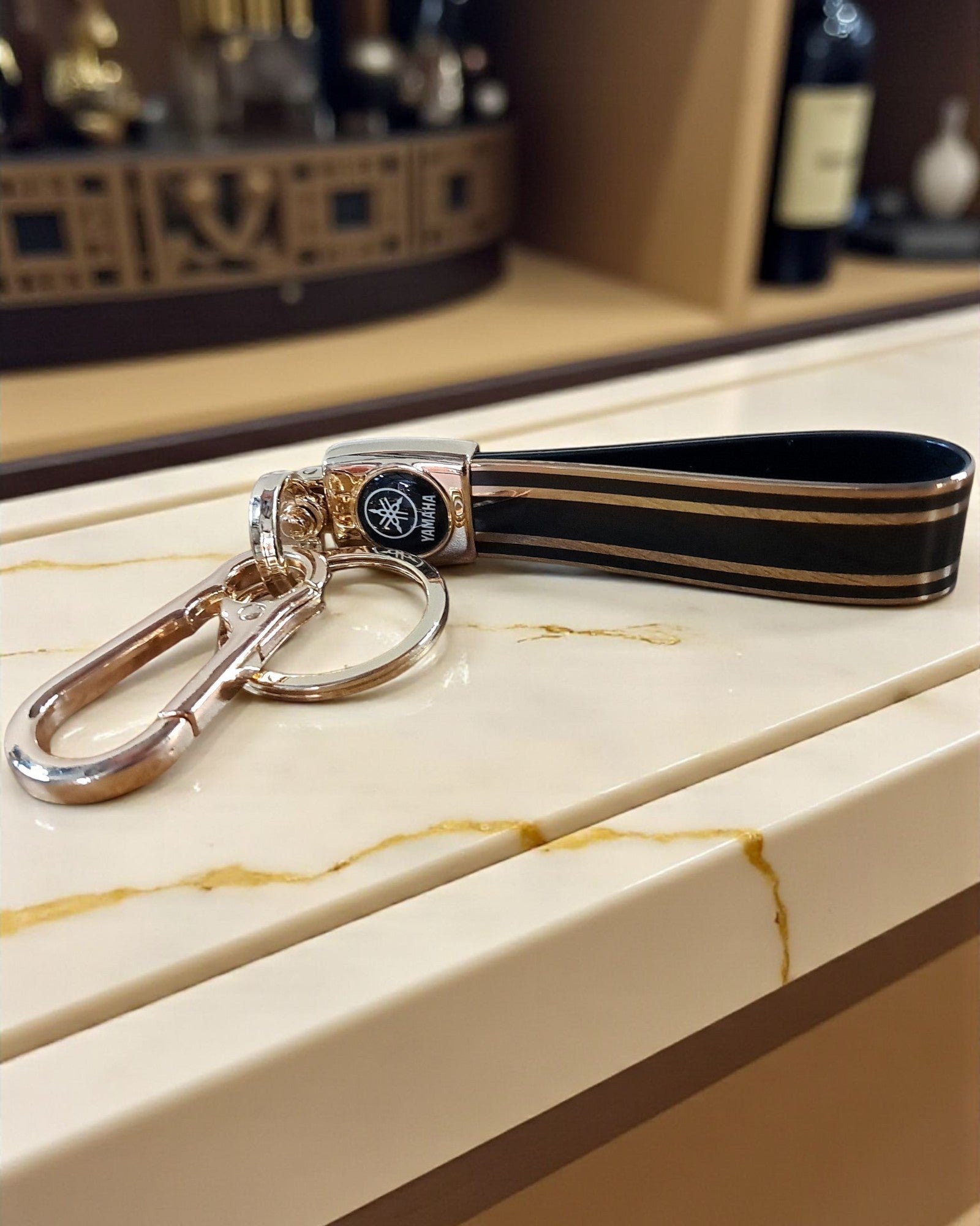 Keychain with Golden Finish Straps