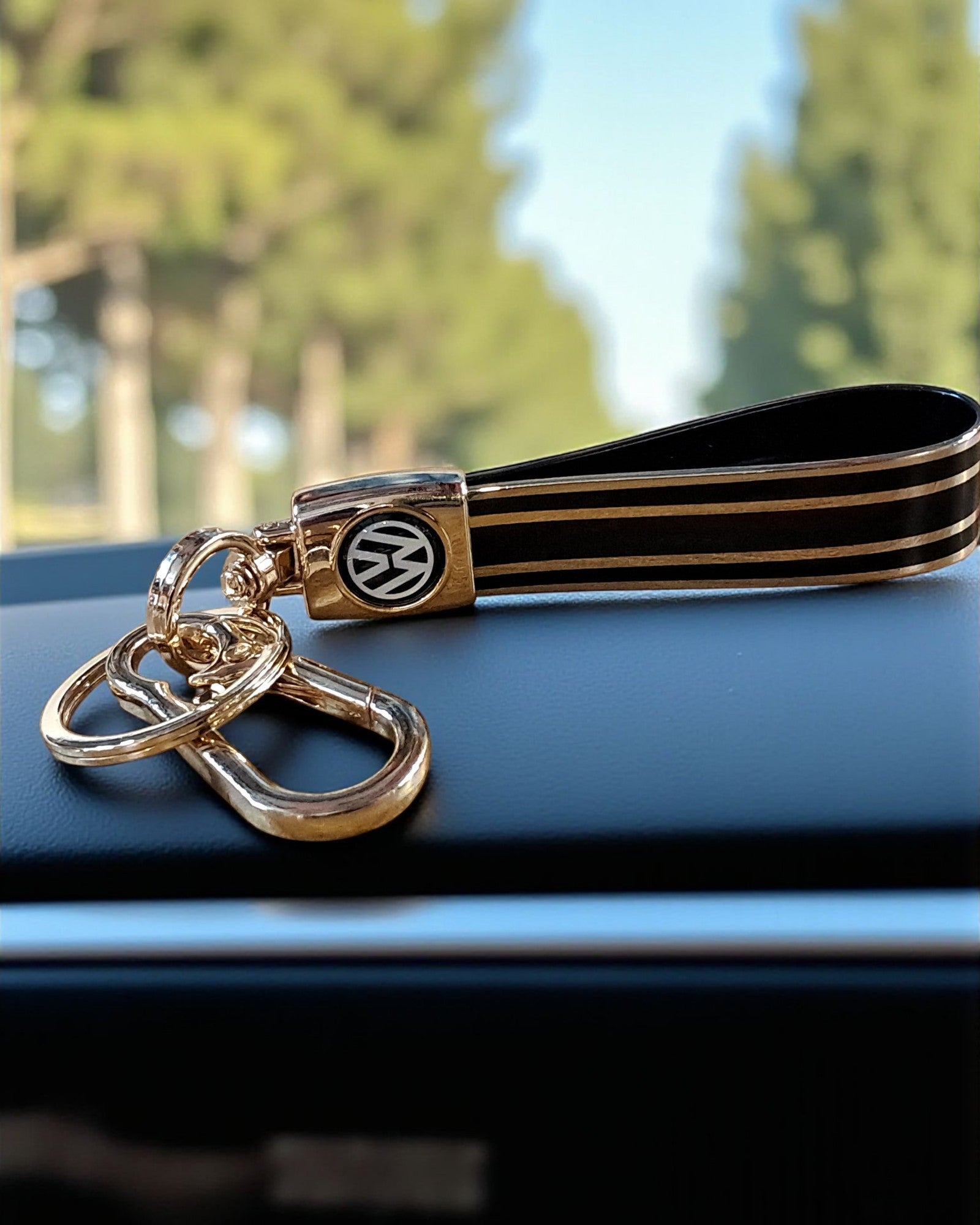 Keychain with Golden Finish Straps