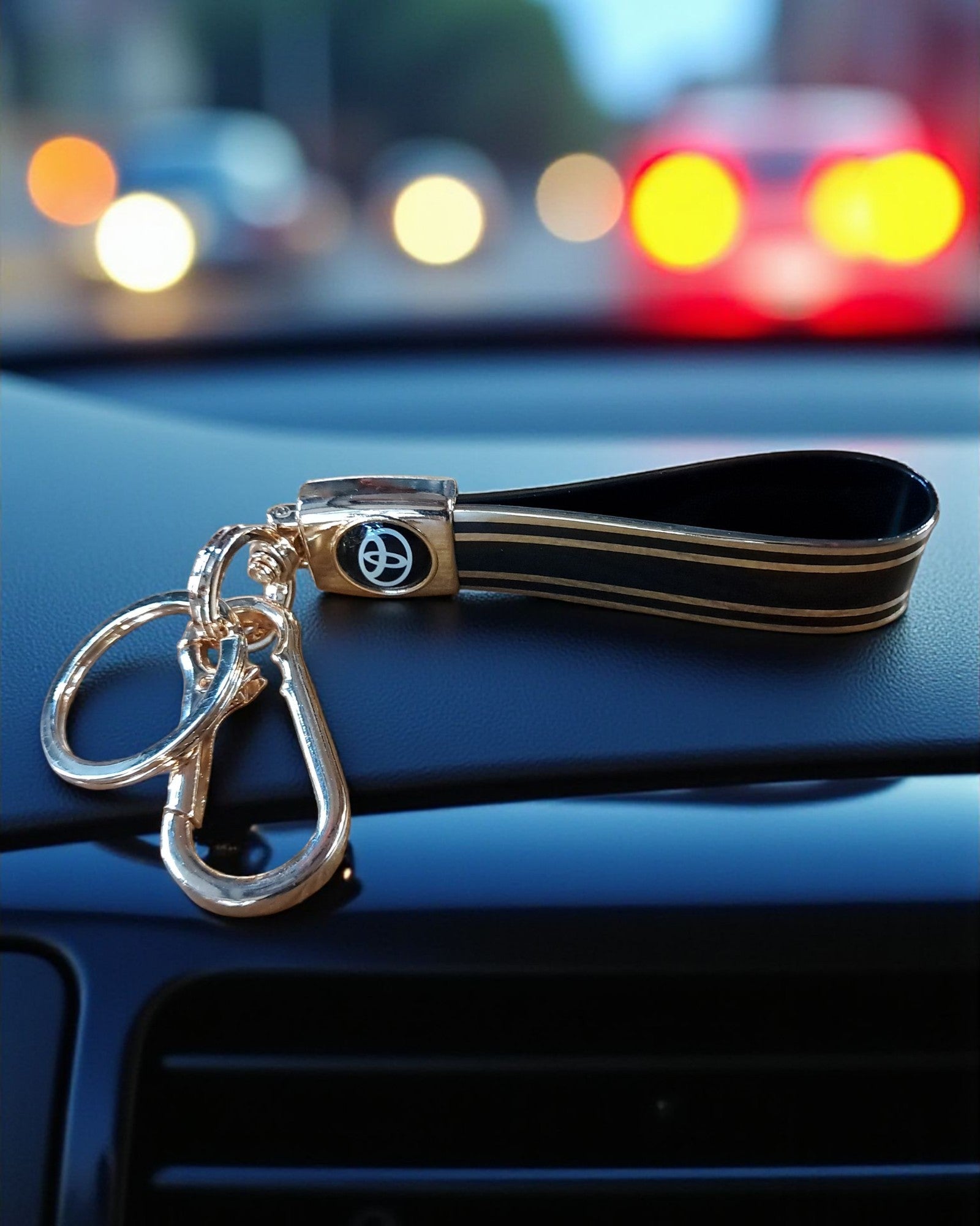 Keychain with Golden Finish Straps