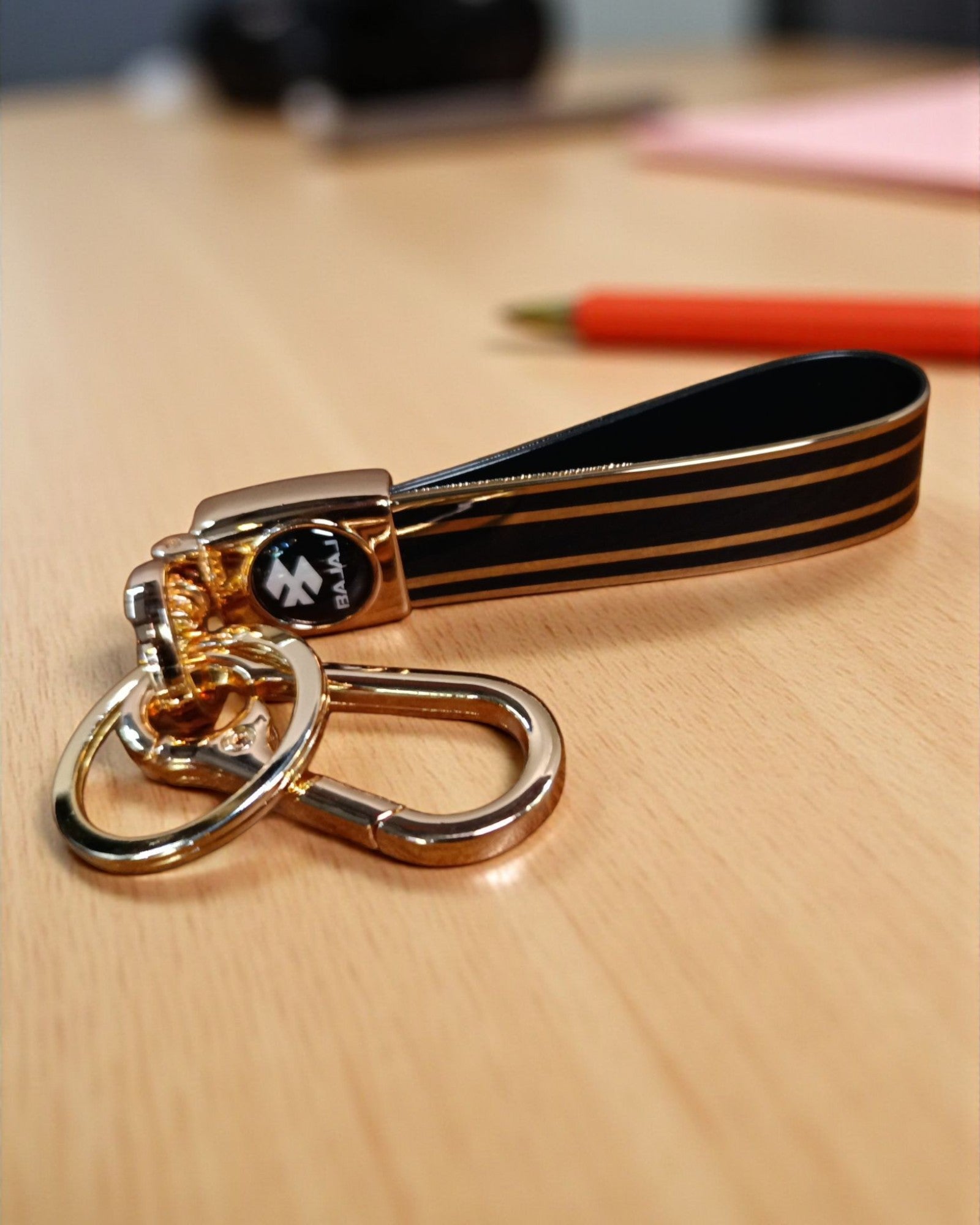Keychain with Golden Finish Straps