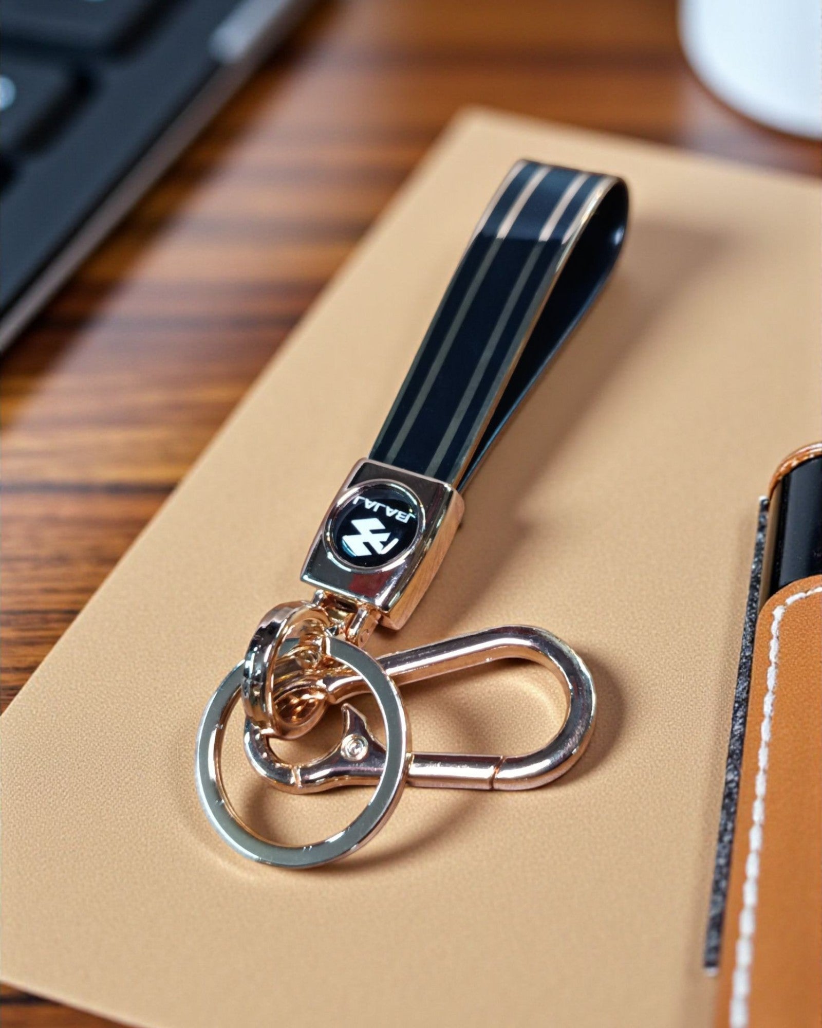 Keychain with Golden Finish Straps