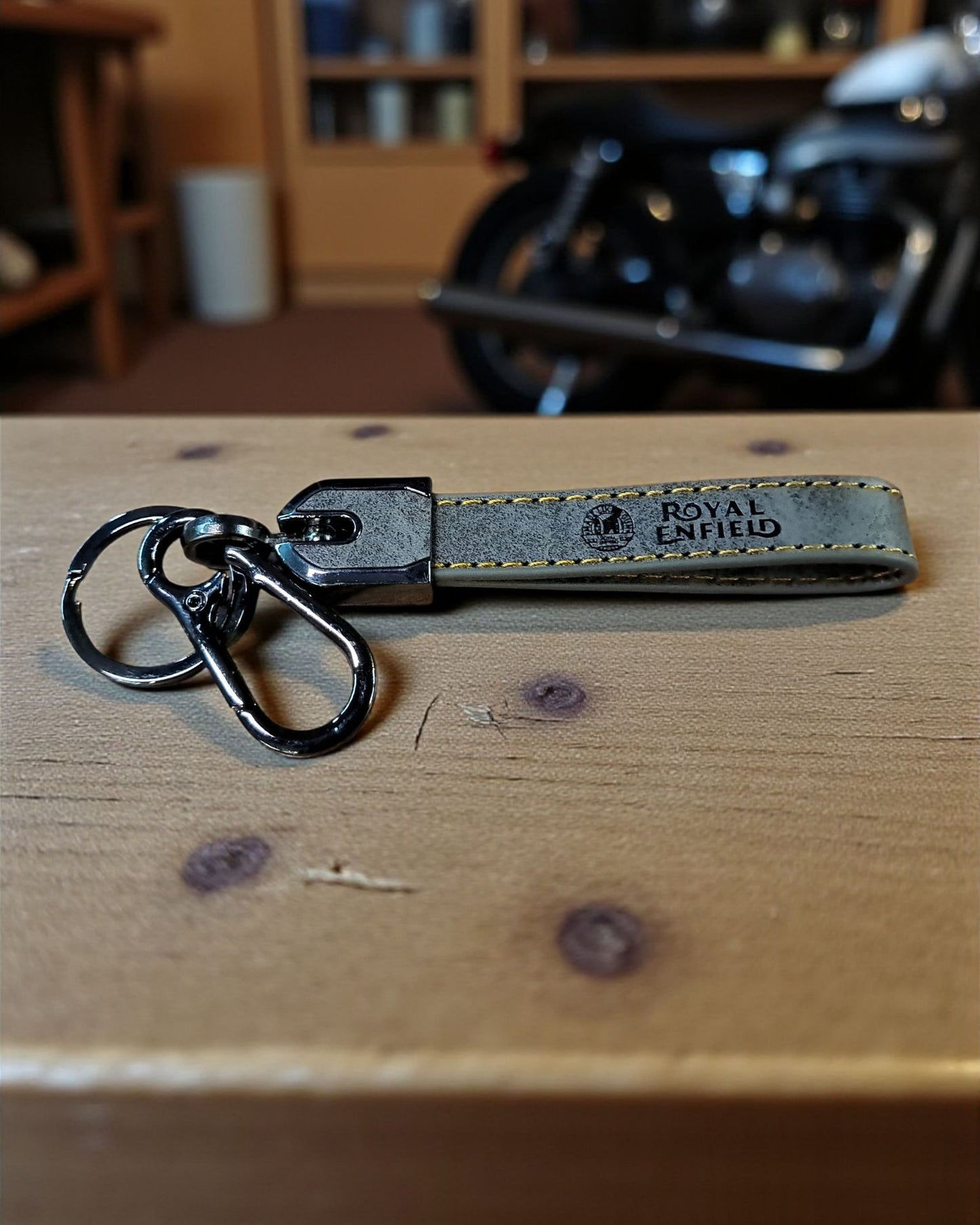 Royal Enfield Keychain with PU Leather Side Stich Straps