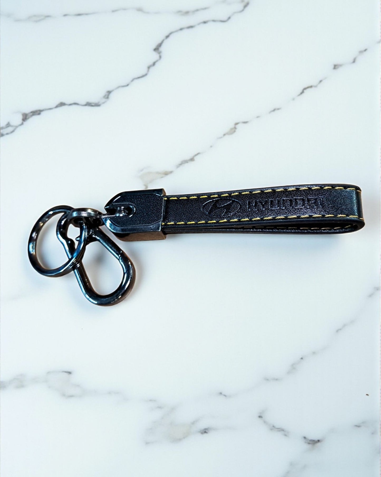 Hyundai Keychain with PU Leather Side Stich Straps