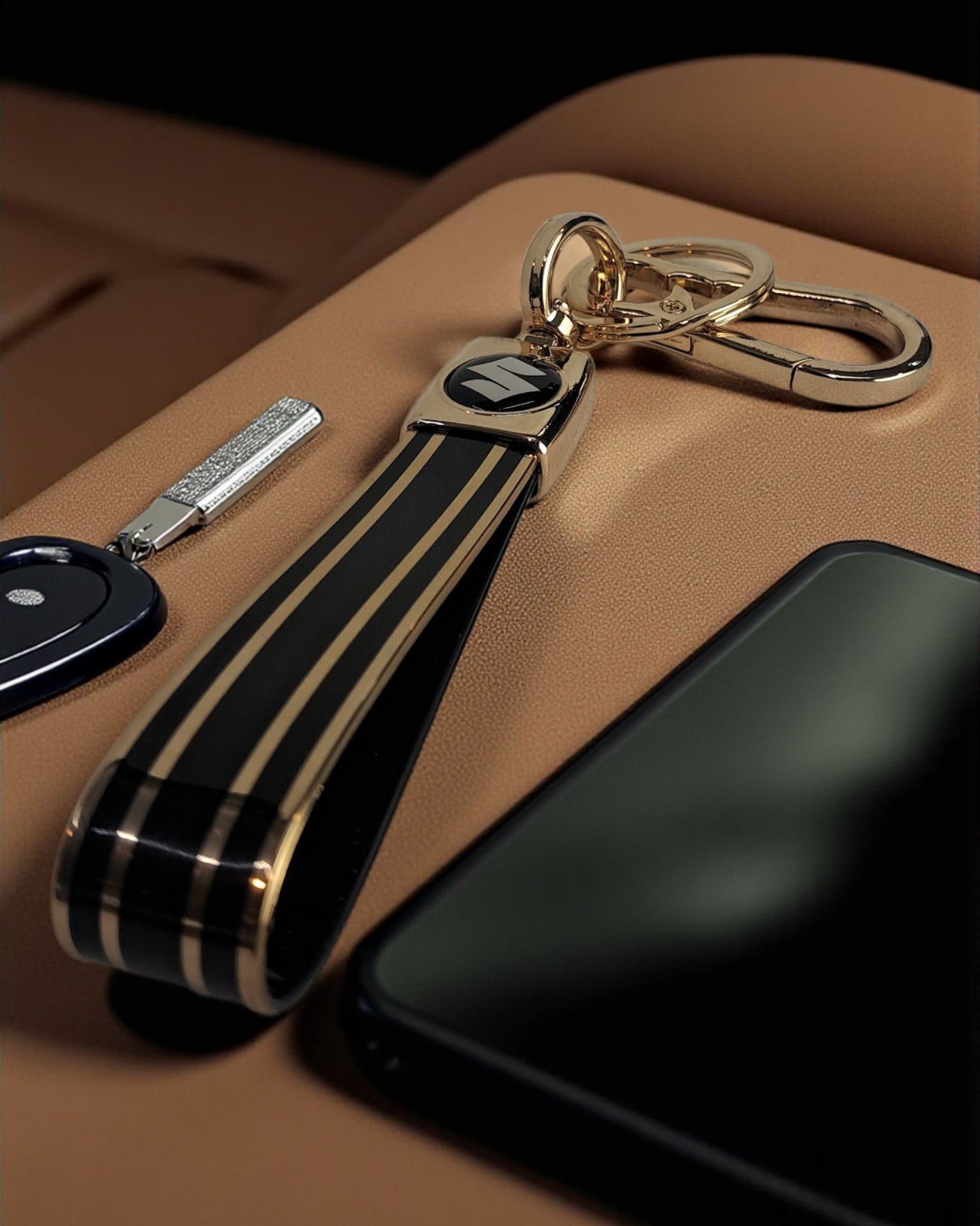 Keychain with Golden Finish Straps