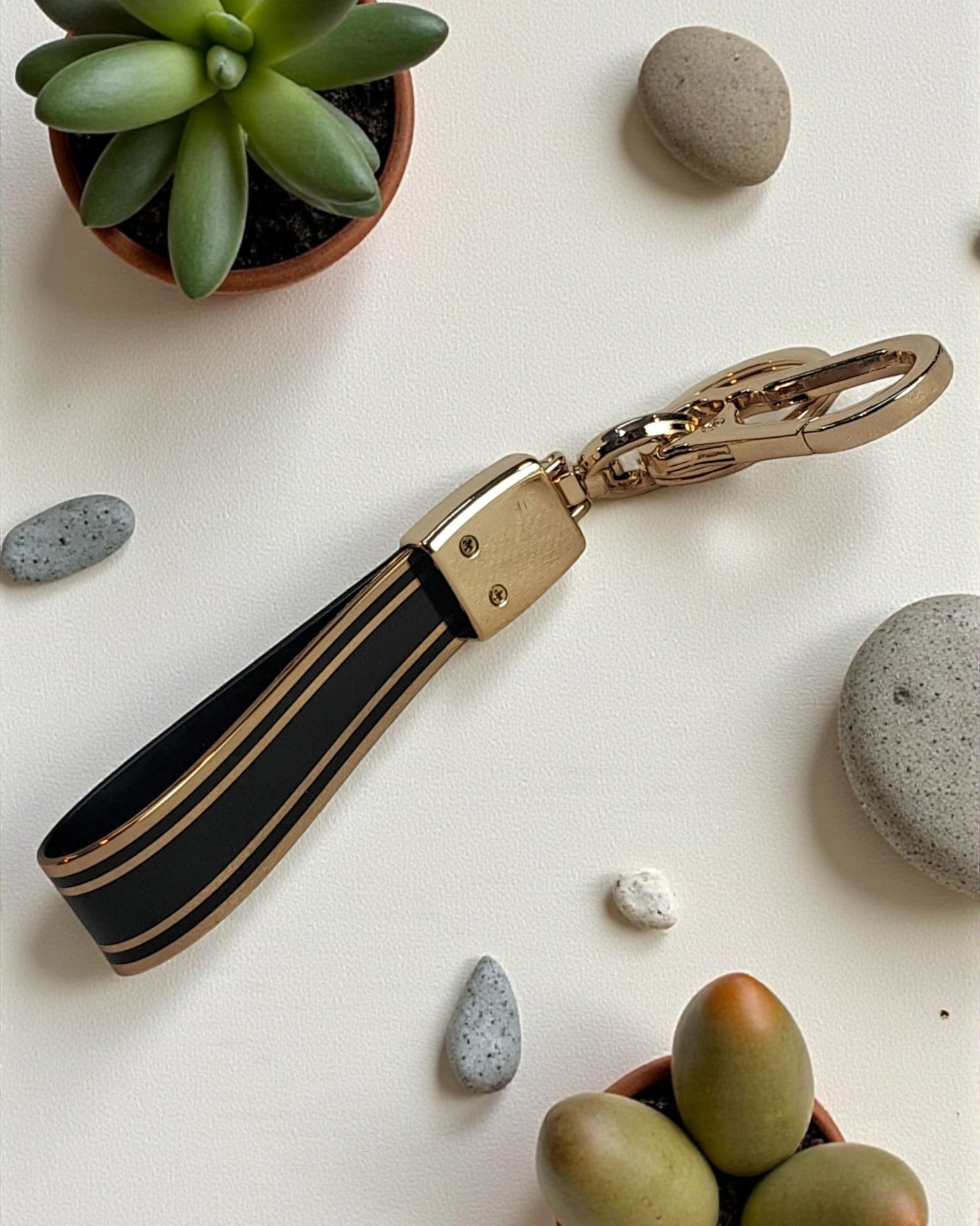 Keychain with Golden Finish Straps