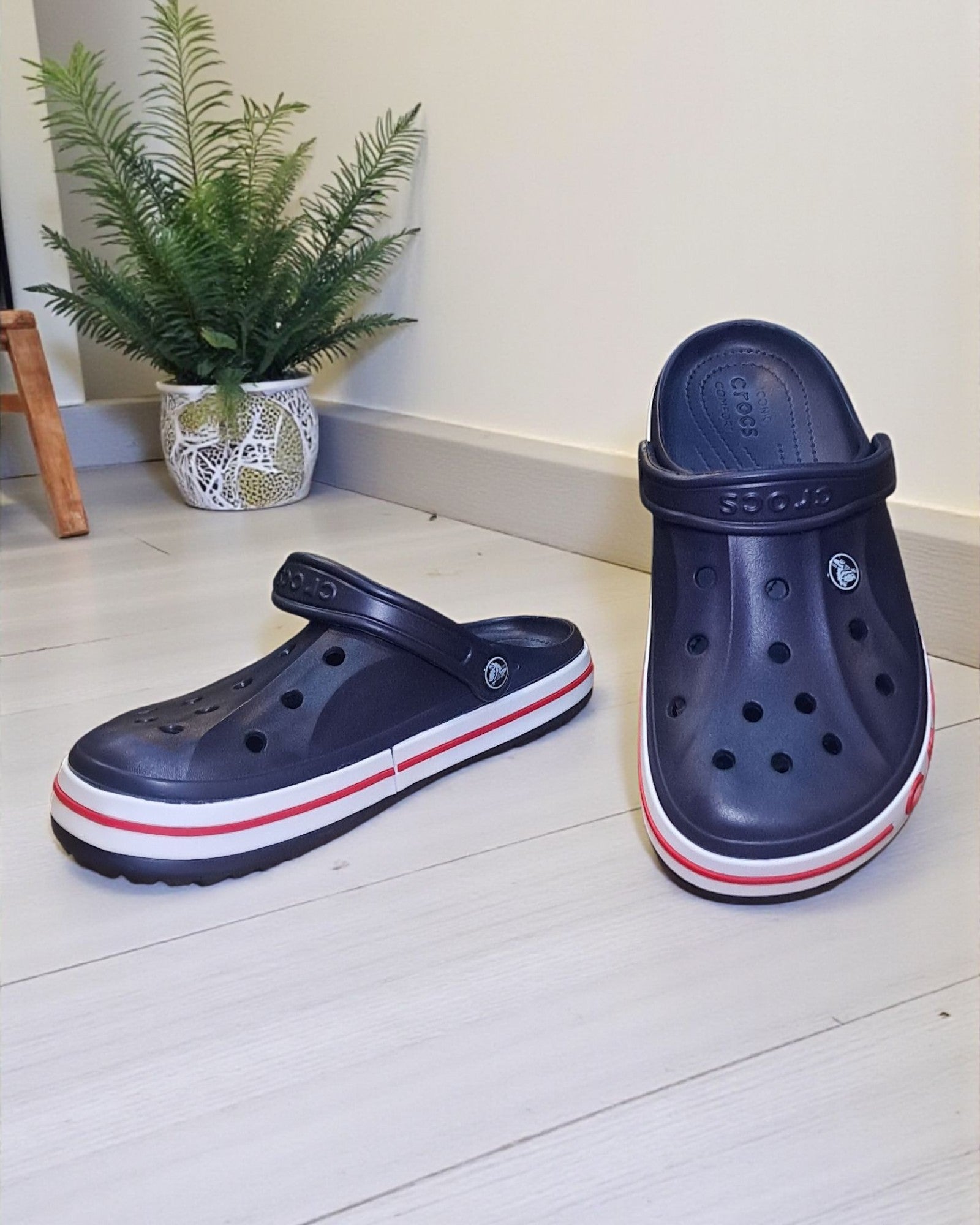 Crocs with Side Stripes for Men Navy Blue Red