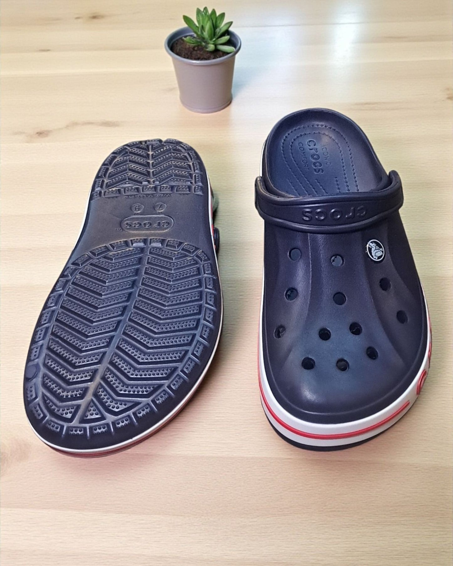 Crocs with Side Stripes for Men Navy Blue Red