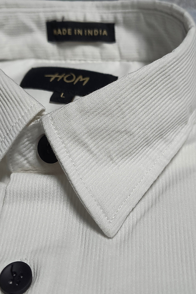 HOM Plain Vertical Woven Shirt White