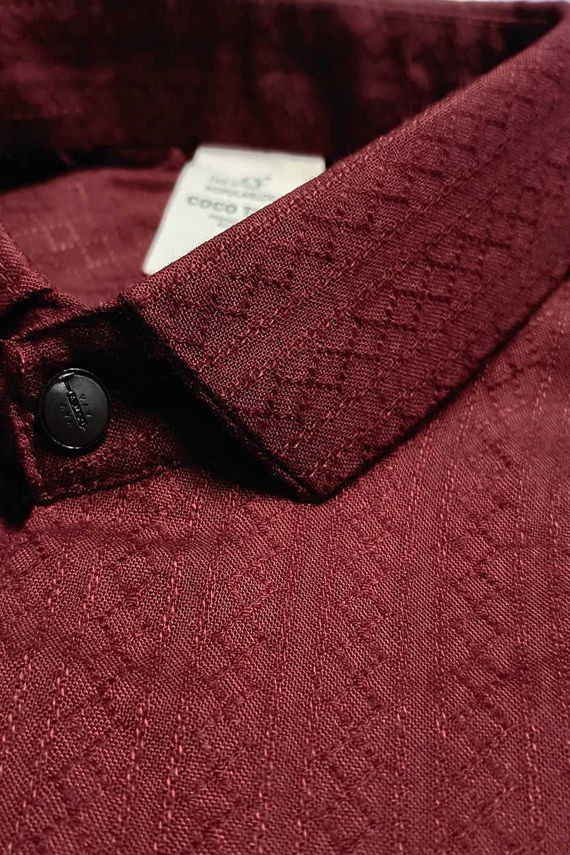 Coco Time Textured Shirt Maroon