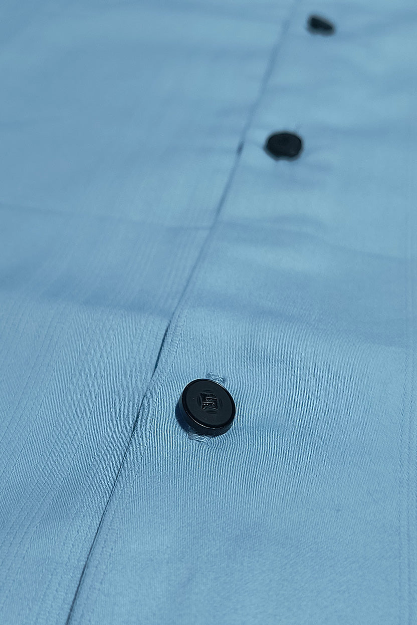 OST Lycra Satin Plain Shirt Cool Blue