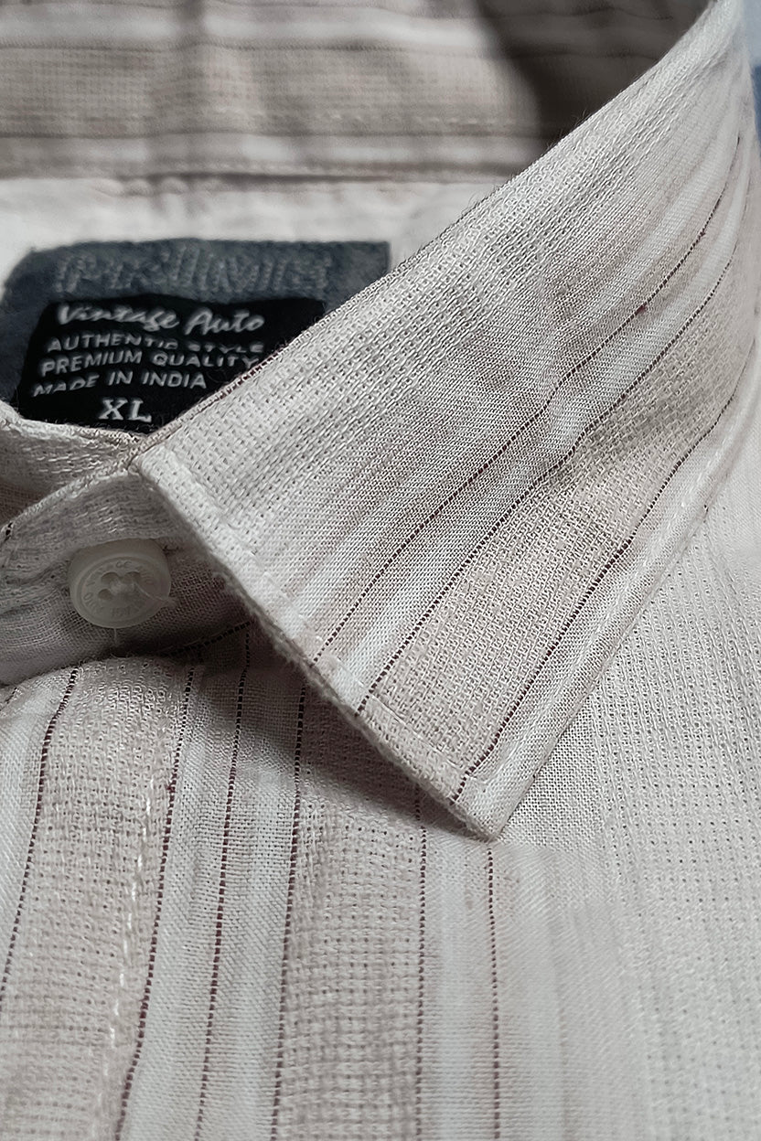 Vintage Auto Vertical Stripe Shirt Pink Lace