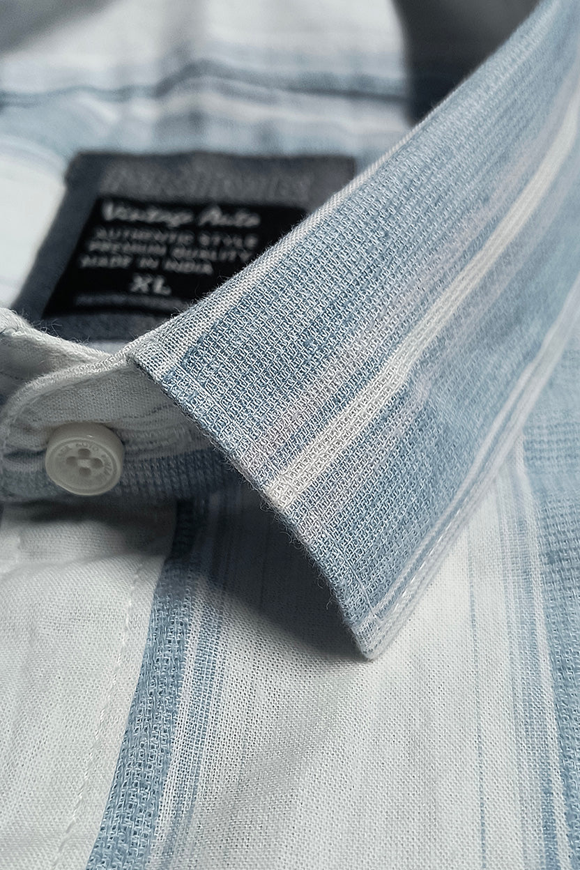 Vintage Auto Vertical Stripe Shirt White Blue