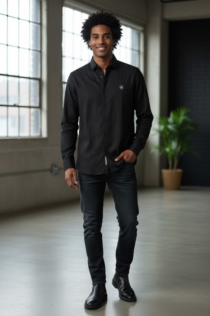 Coco Time Textured Shirt Black