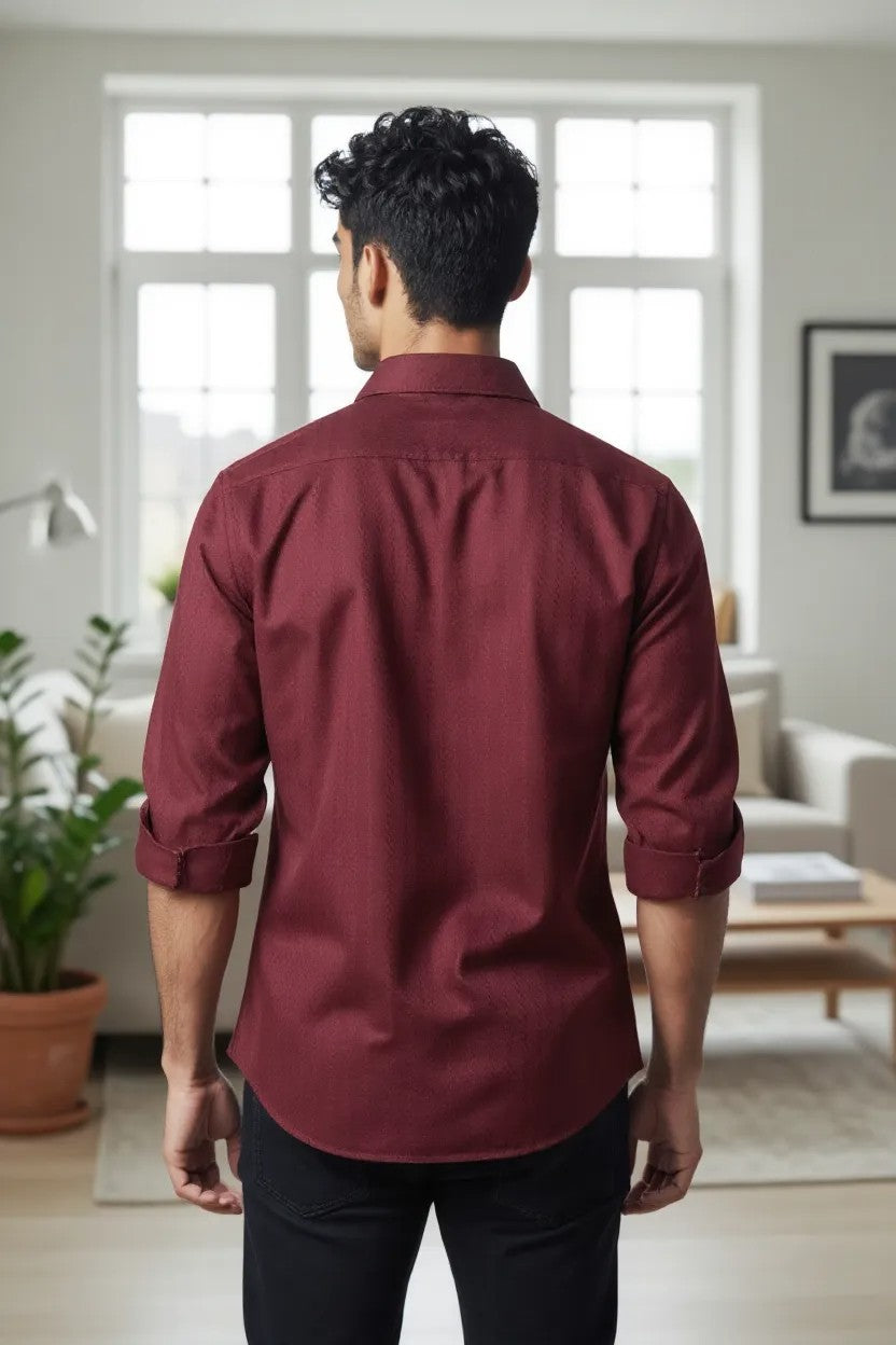 Coco Time Textured Shirt Maroon