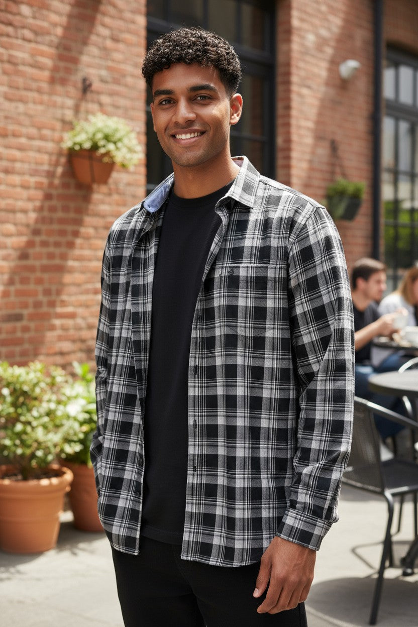 Tom Hatton Check Shirt Black SA 5235