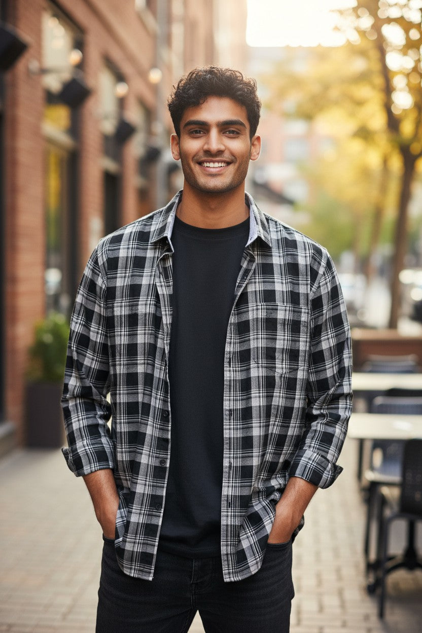 Tom Hatton Check Shirt Black SA 5235