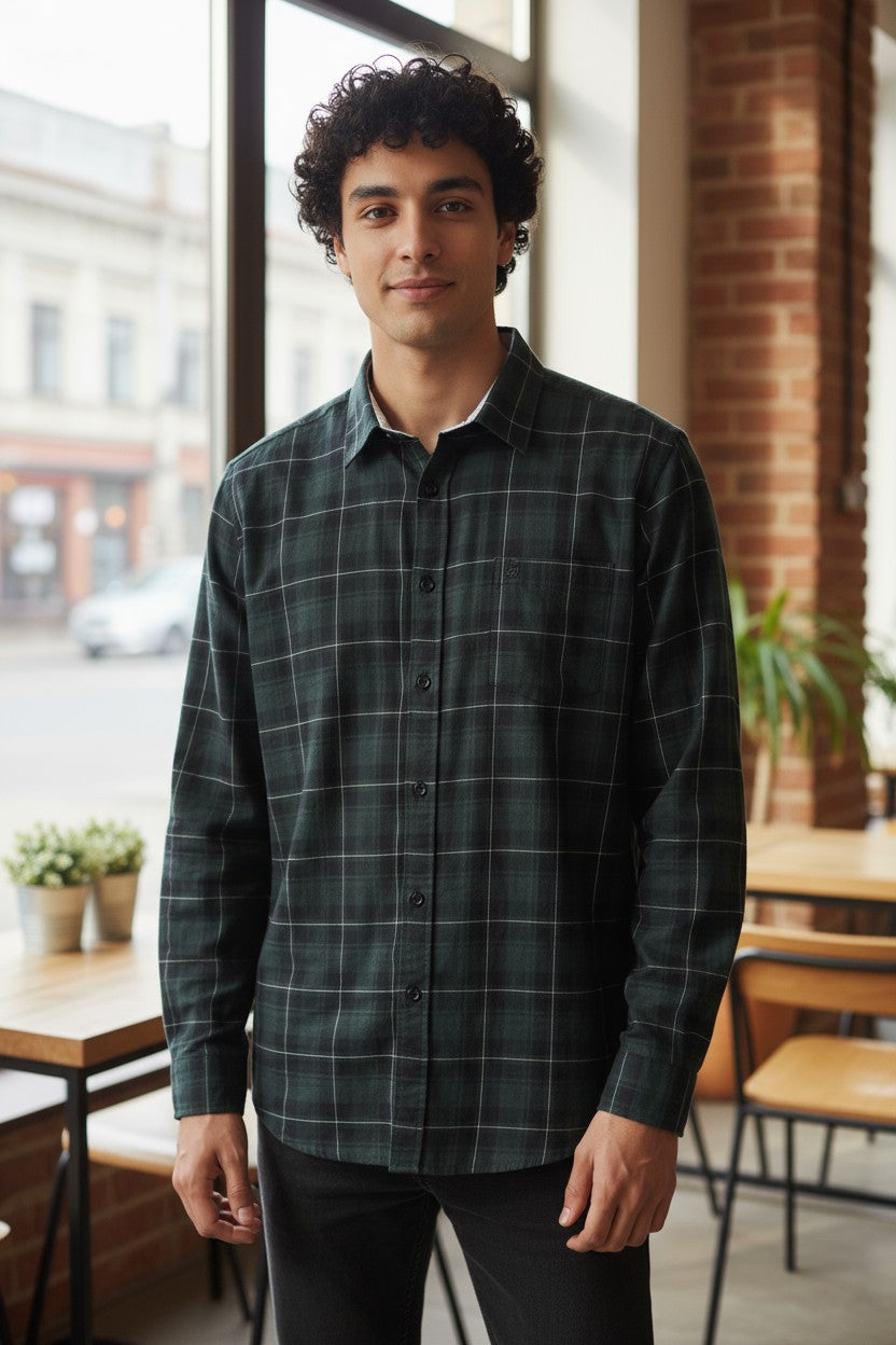 Tom Hatton Check Shirt Green Black SA 5228