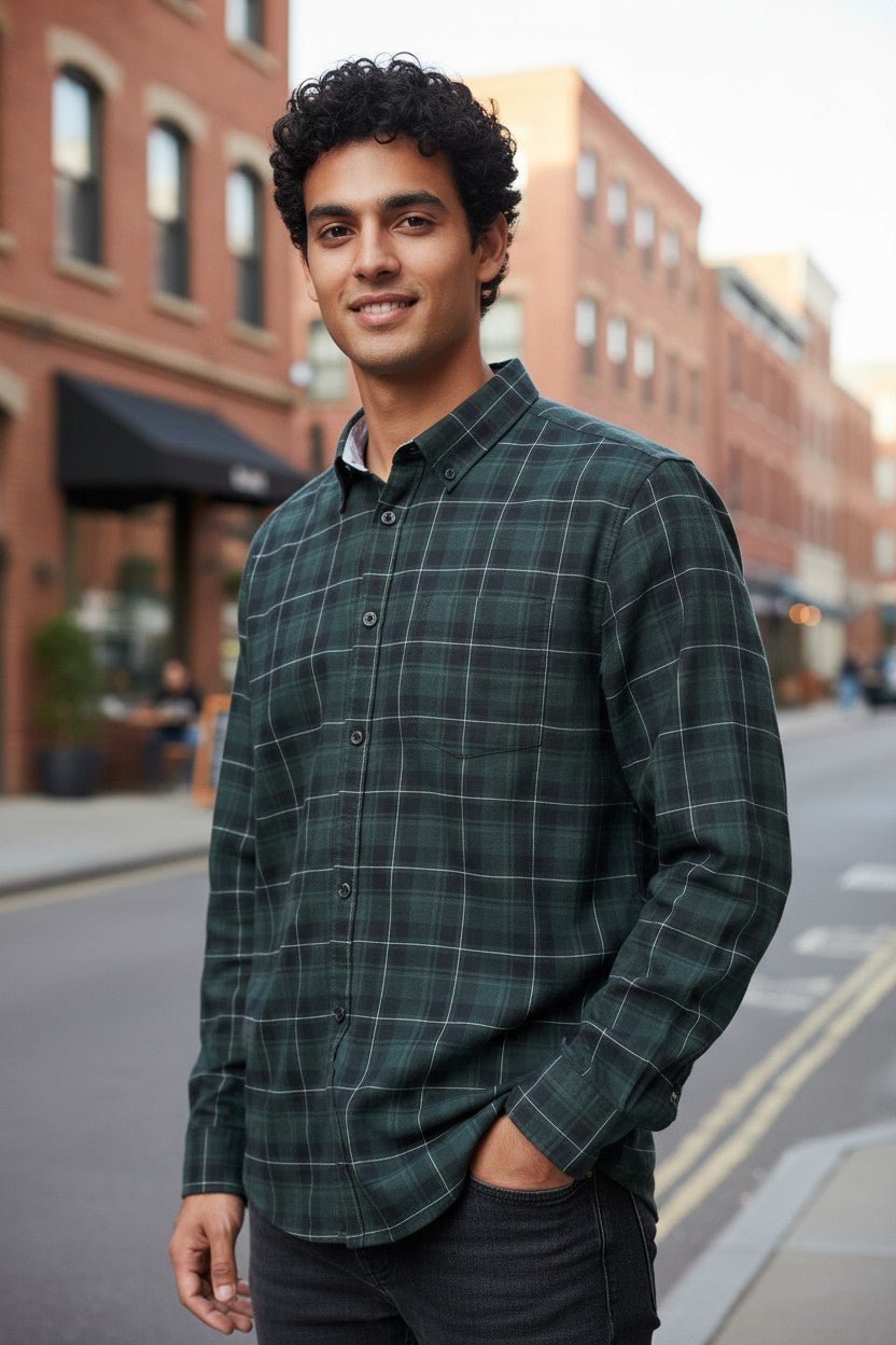 Tom Hatton Check Shirt Green Black SA 5228