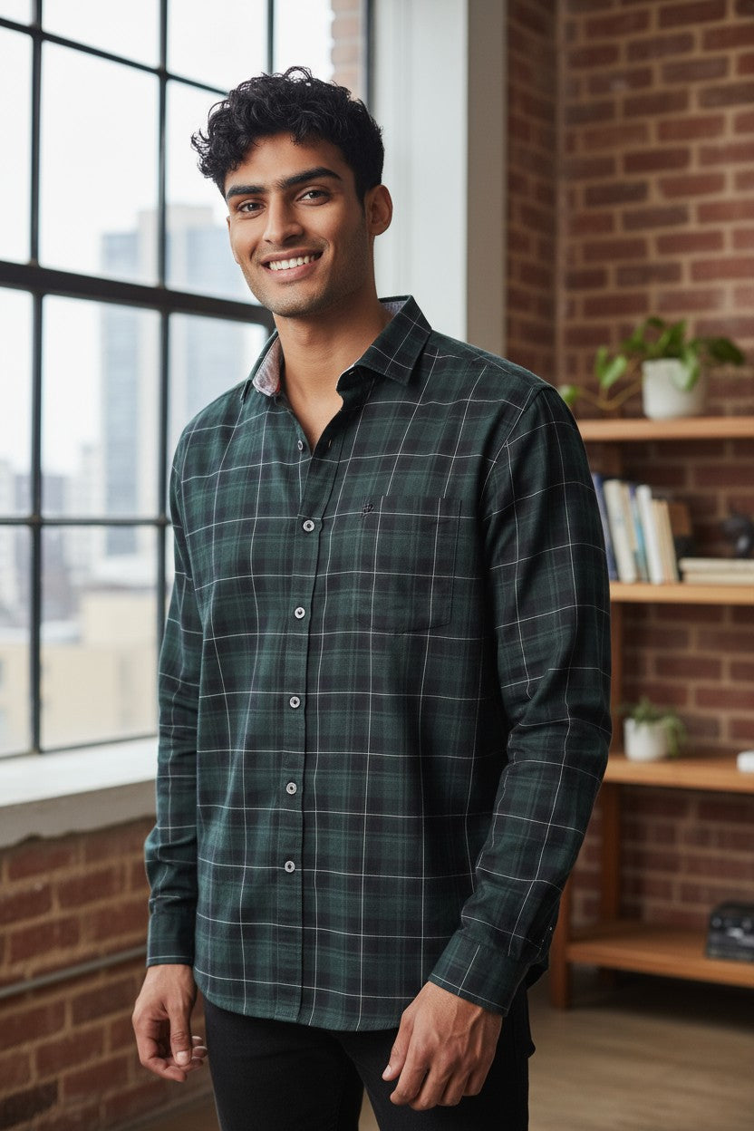 Tom Hatton Check Shirt Green Black SA 5228