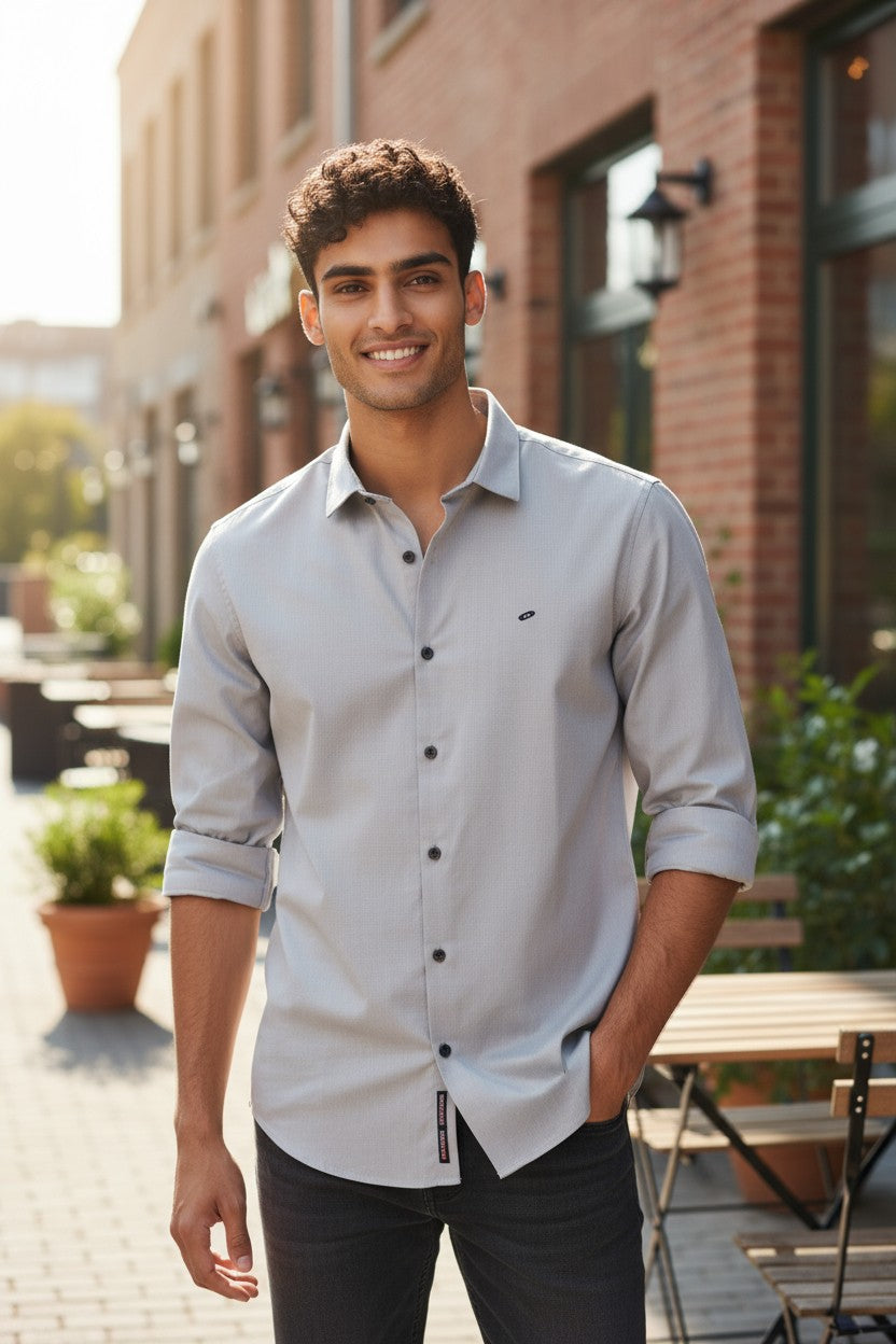 OST Lycra Satin Plain Shirt Grey