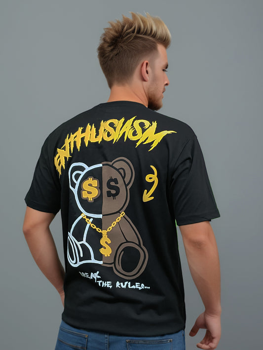 Teddy Back Printed Regular Fit Tshirt