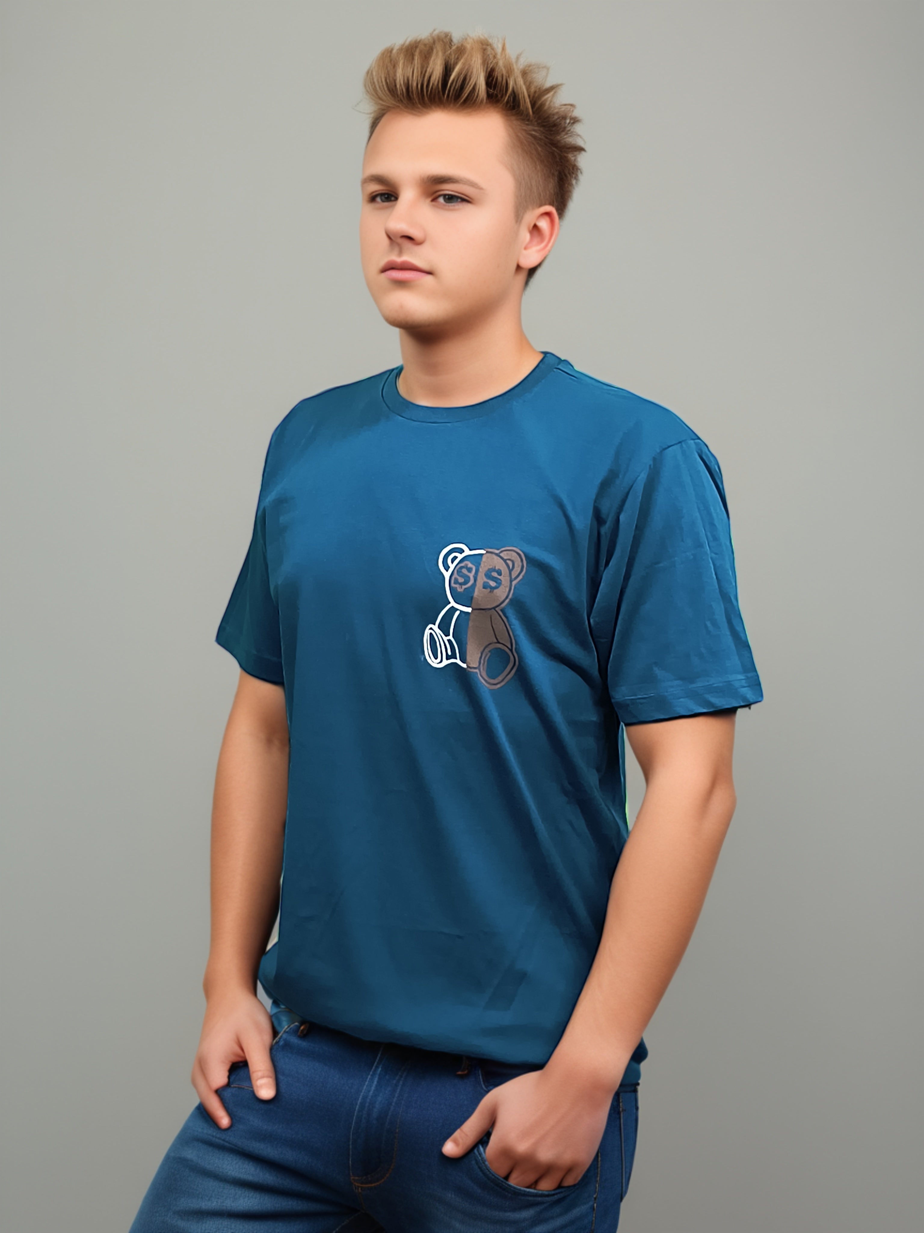 Teddy Back Printed Regular Fit Tshirt