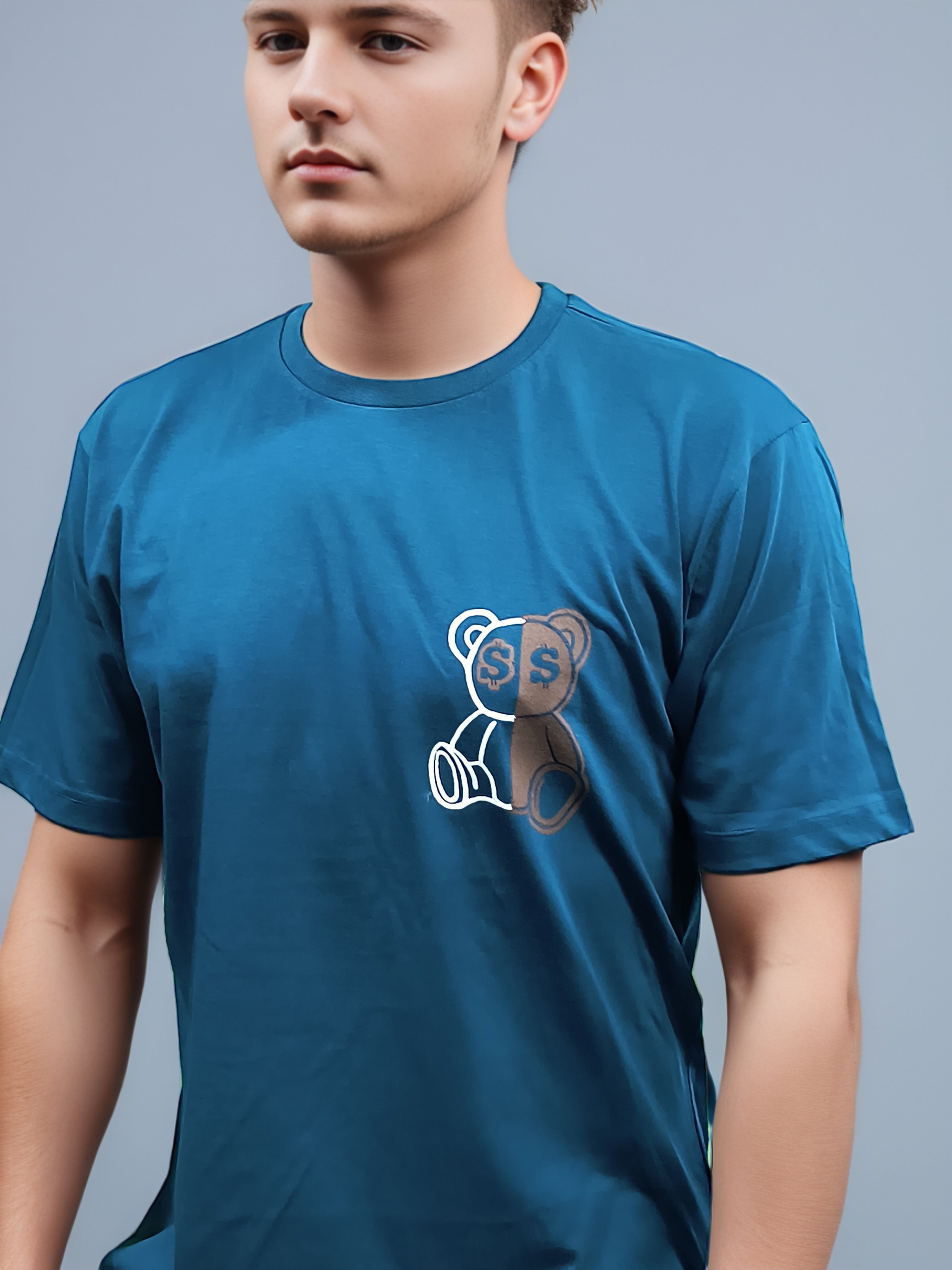 Teddy Back Printed Regular Fit Tshirt