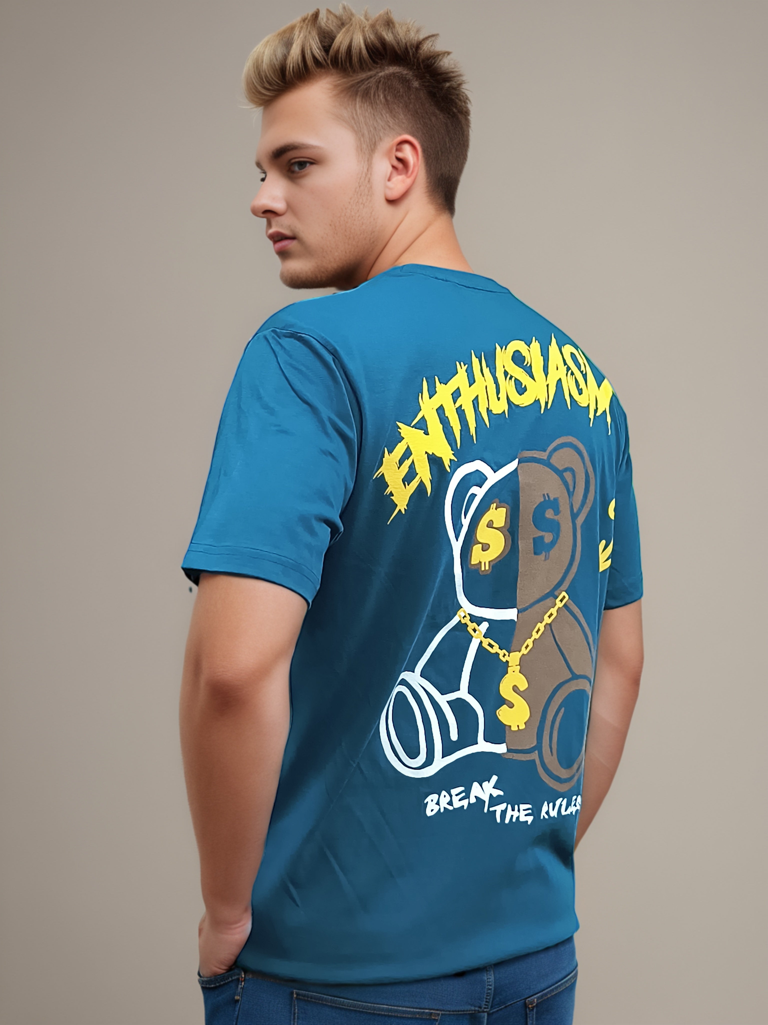 Teddy Back Printed Regular Fit Tshirt