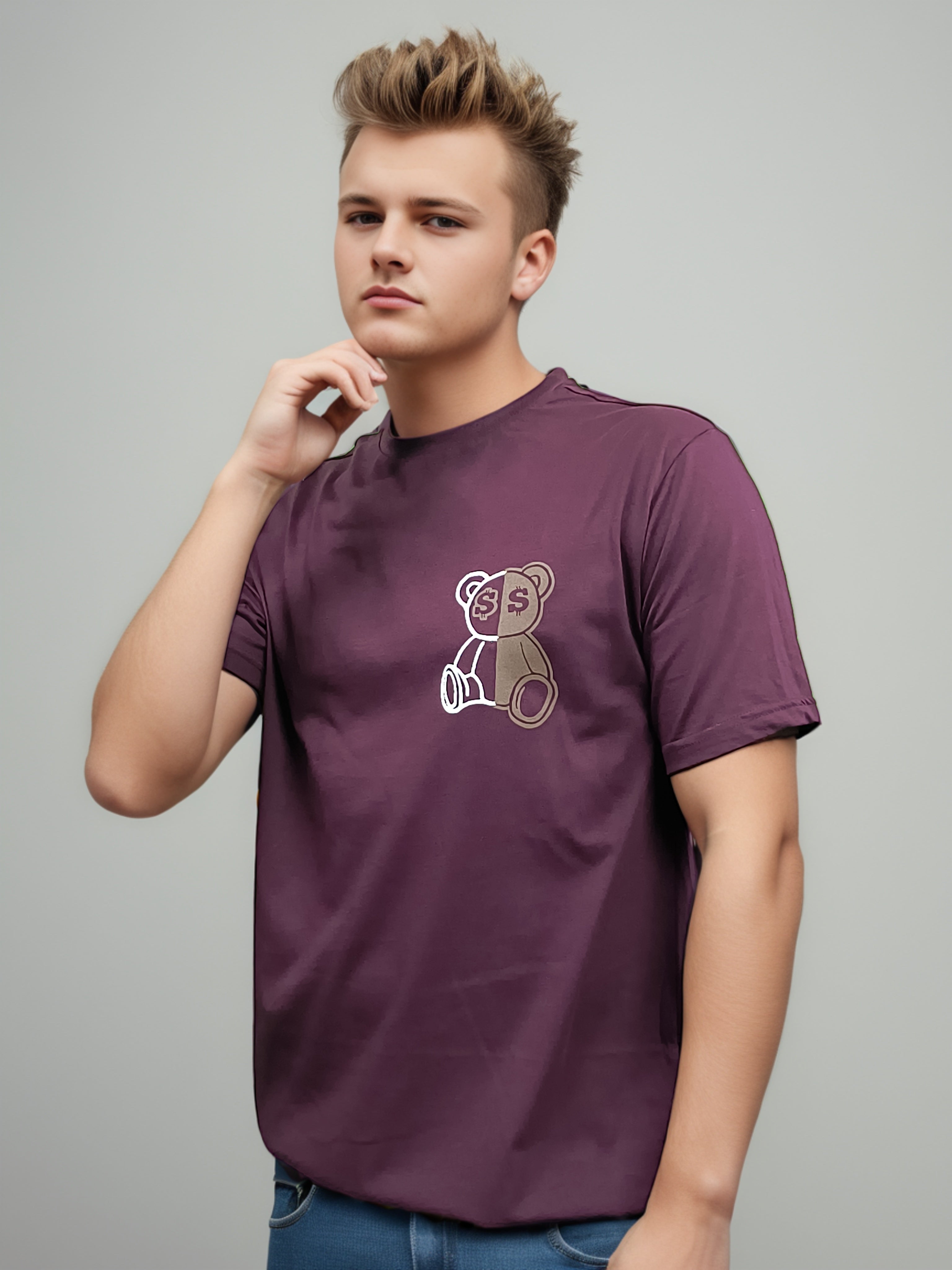 Teddy Back Printed Regular Fit Tshirt
