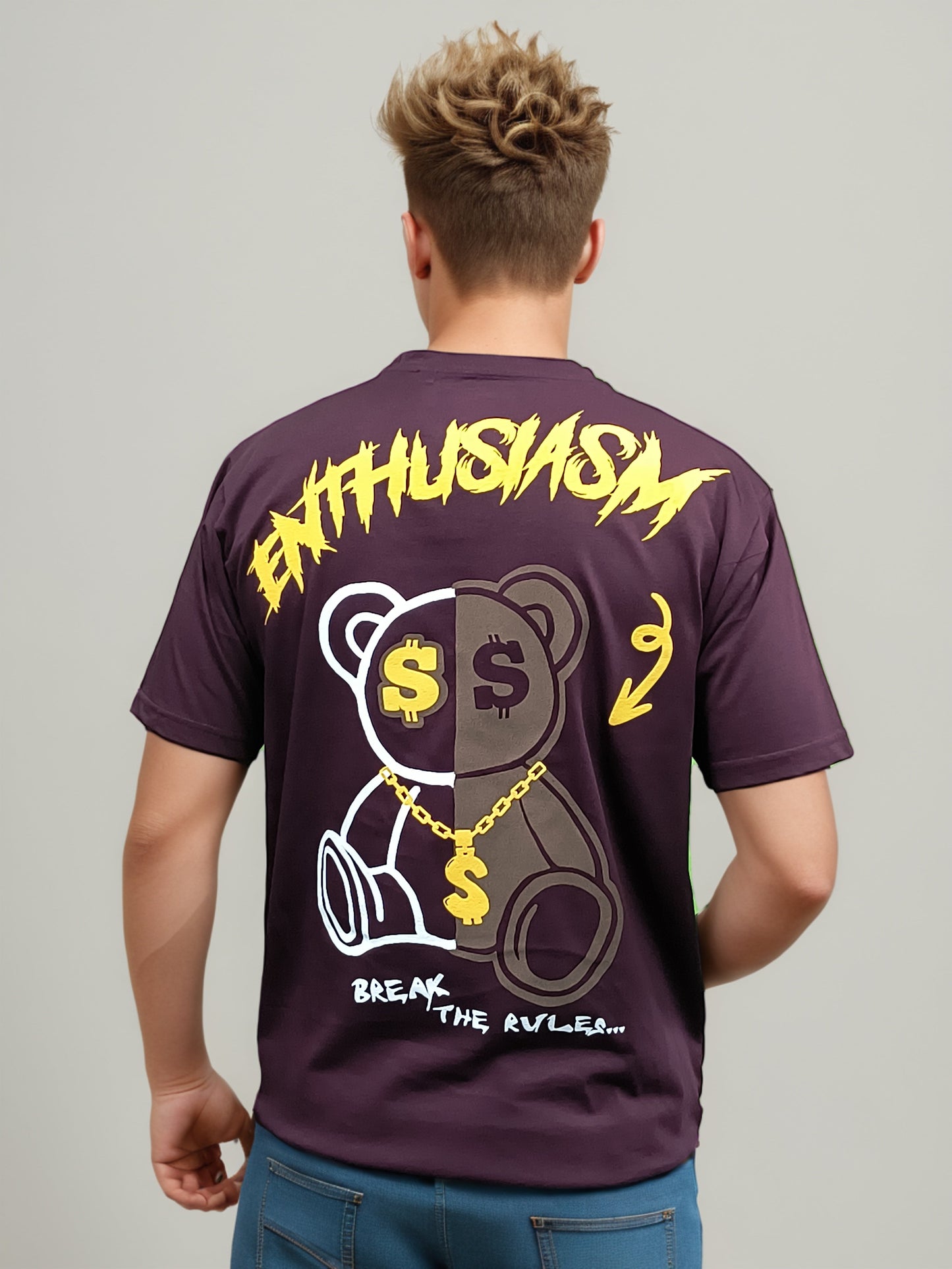 Teddy Back Printed Regular Fit Tshirt