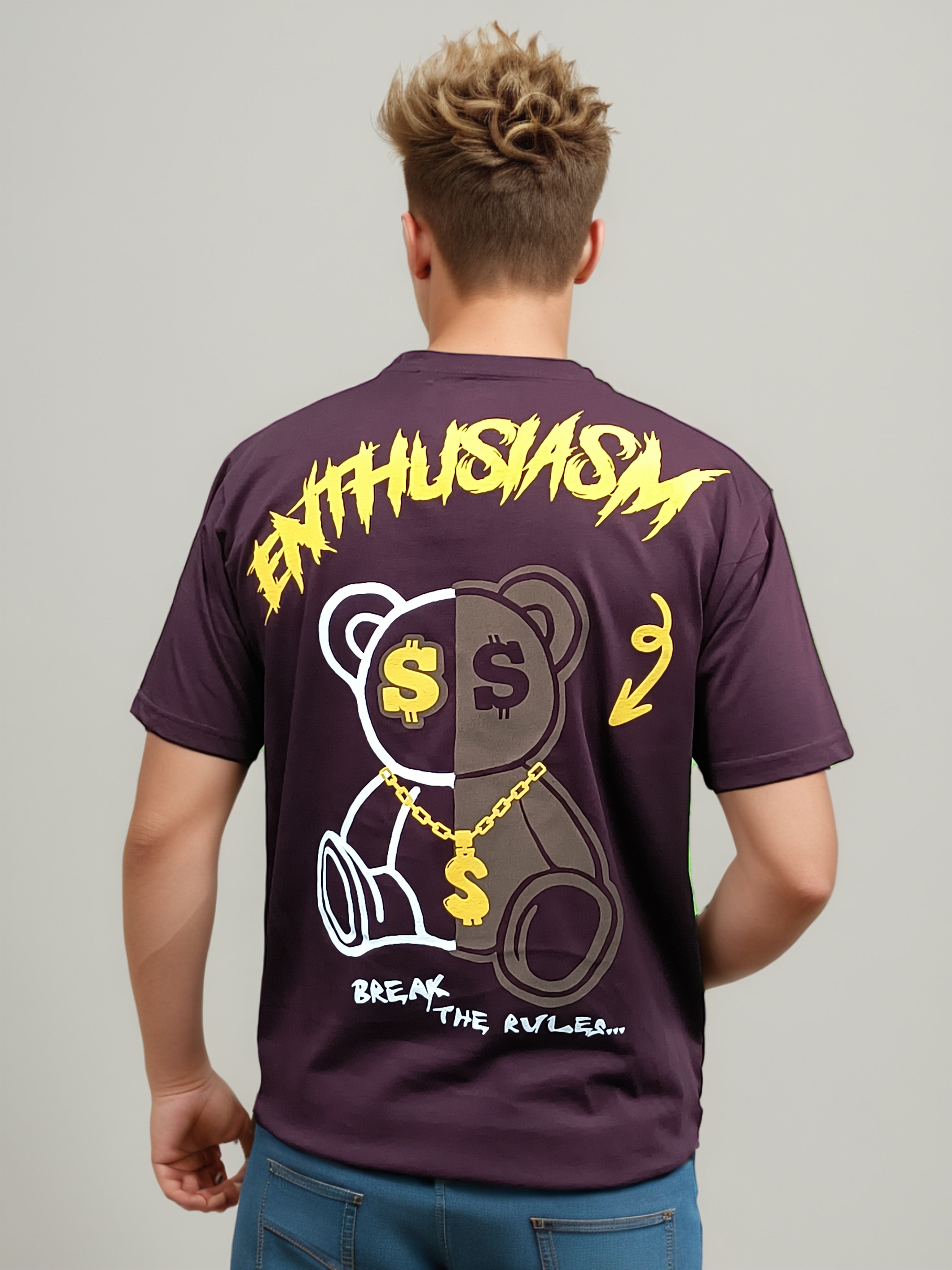 Teddy Back Printed Regular Fit Tshirt
